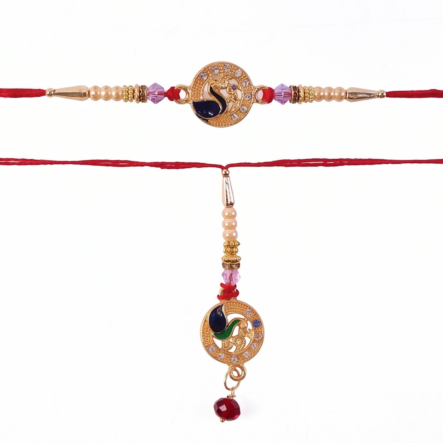 Design details of Bhabhi Rakhi with Pearl Latkan emphasizing craftsmanship