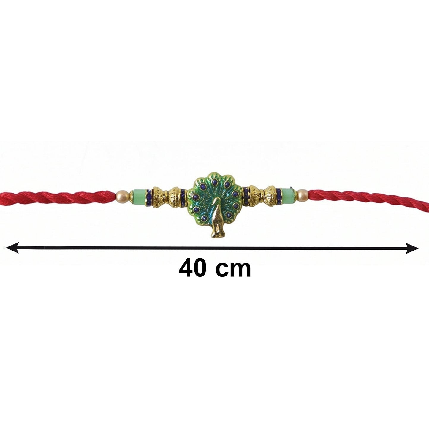 Peacock Bhabhi Rakhi displayed on decorative surface