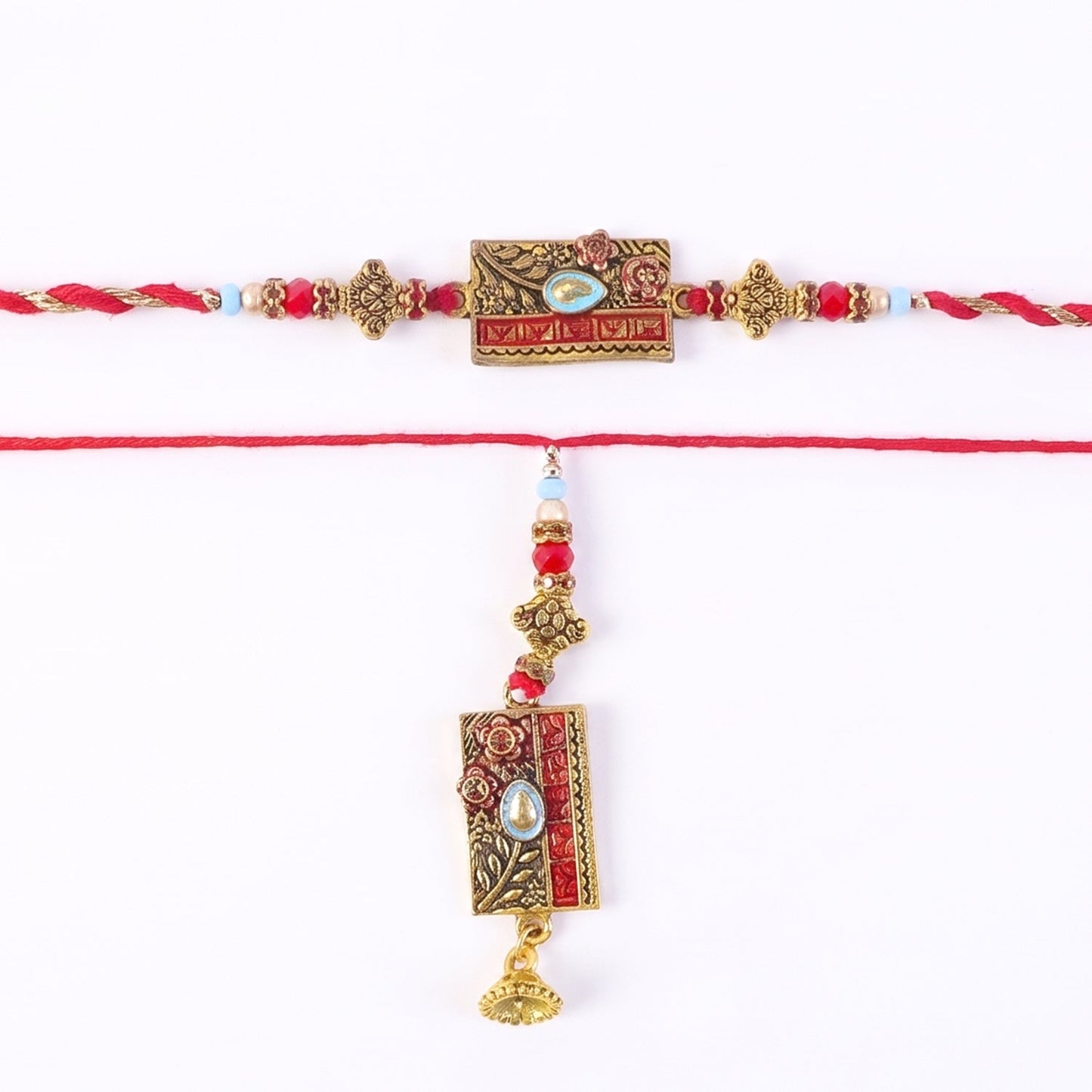 Traditional Rakhi gift for Bhabhi with floral and peacock motifs