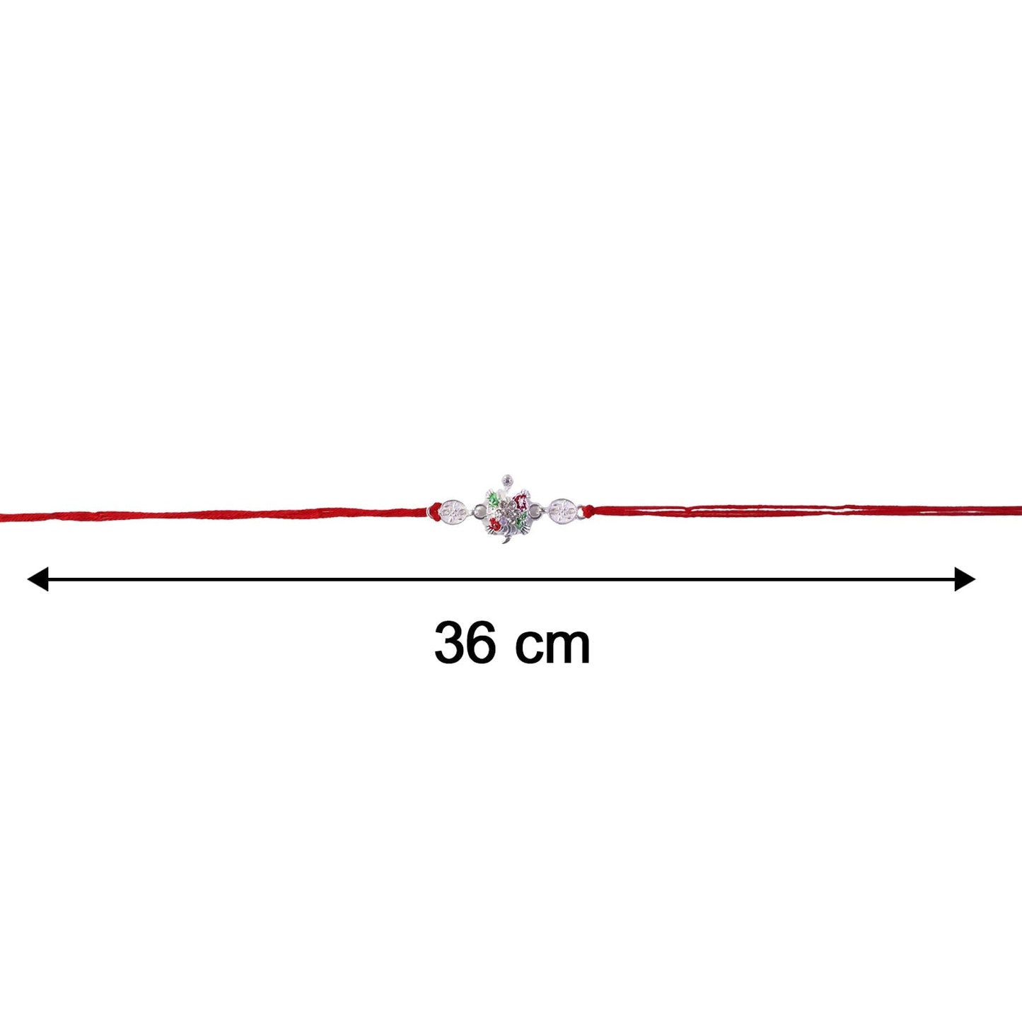 Silver floral rakhi with colorful beads on soft thread