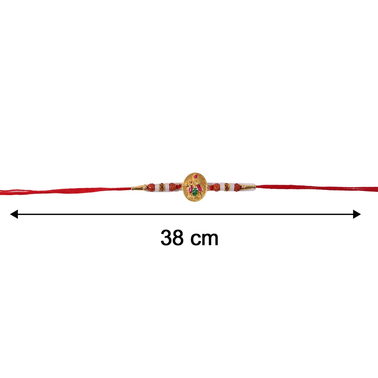 Flat display of Lord Krishna Rakhi with soft thread