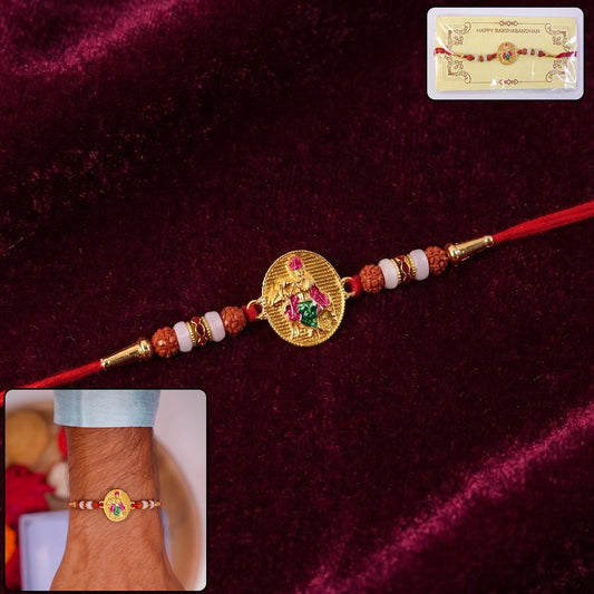 Lord Krishna design Rakhi with Rudraksha beads for Raksha Bandhan