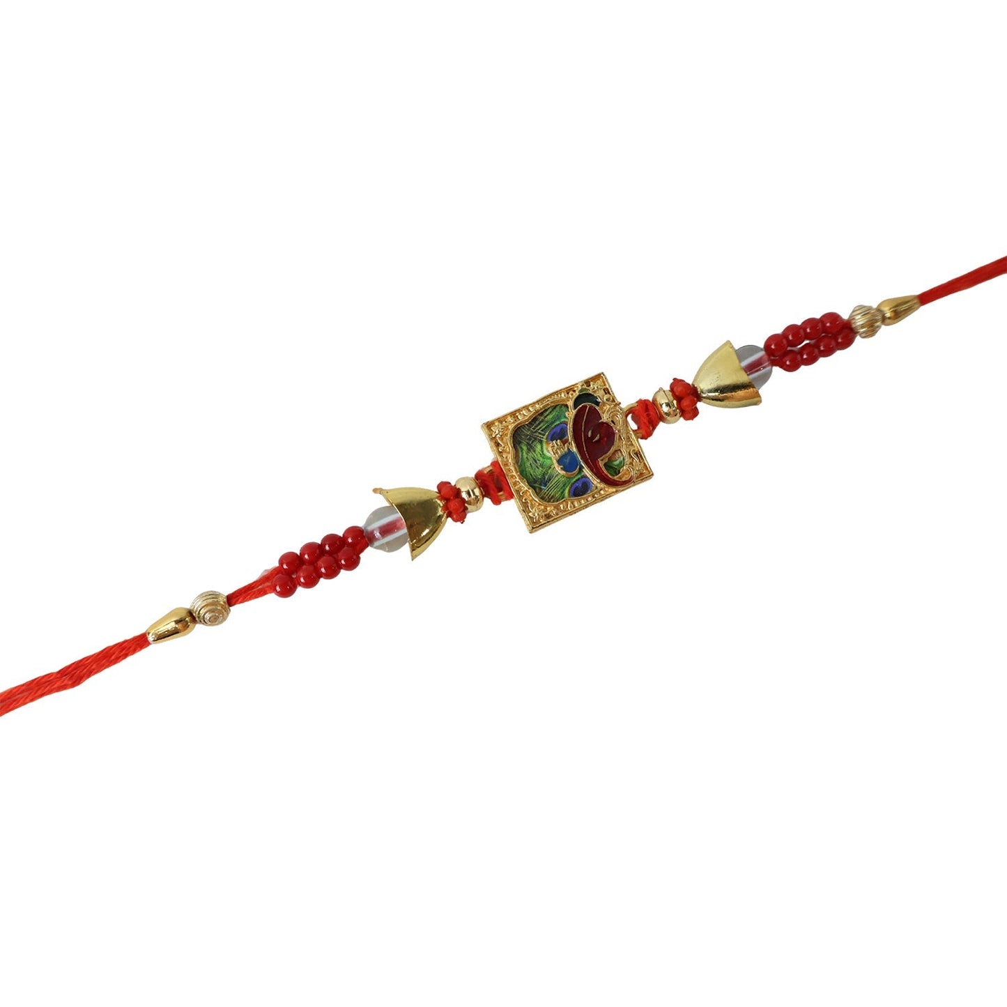Side view of traditional decorative Rakhi with beads