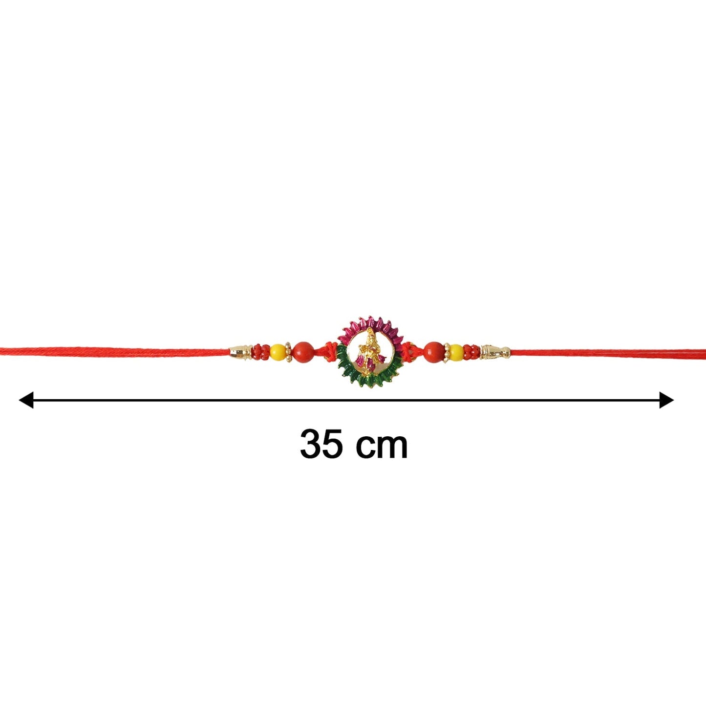 Decorative circular Rakhi with vibrant beadwork