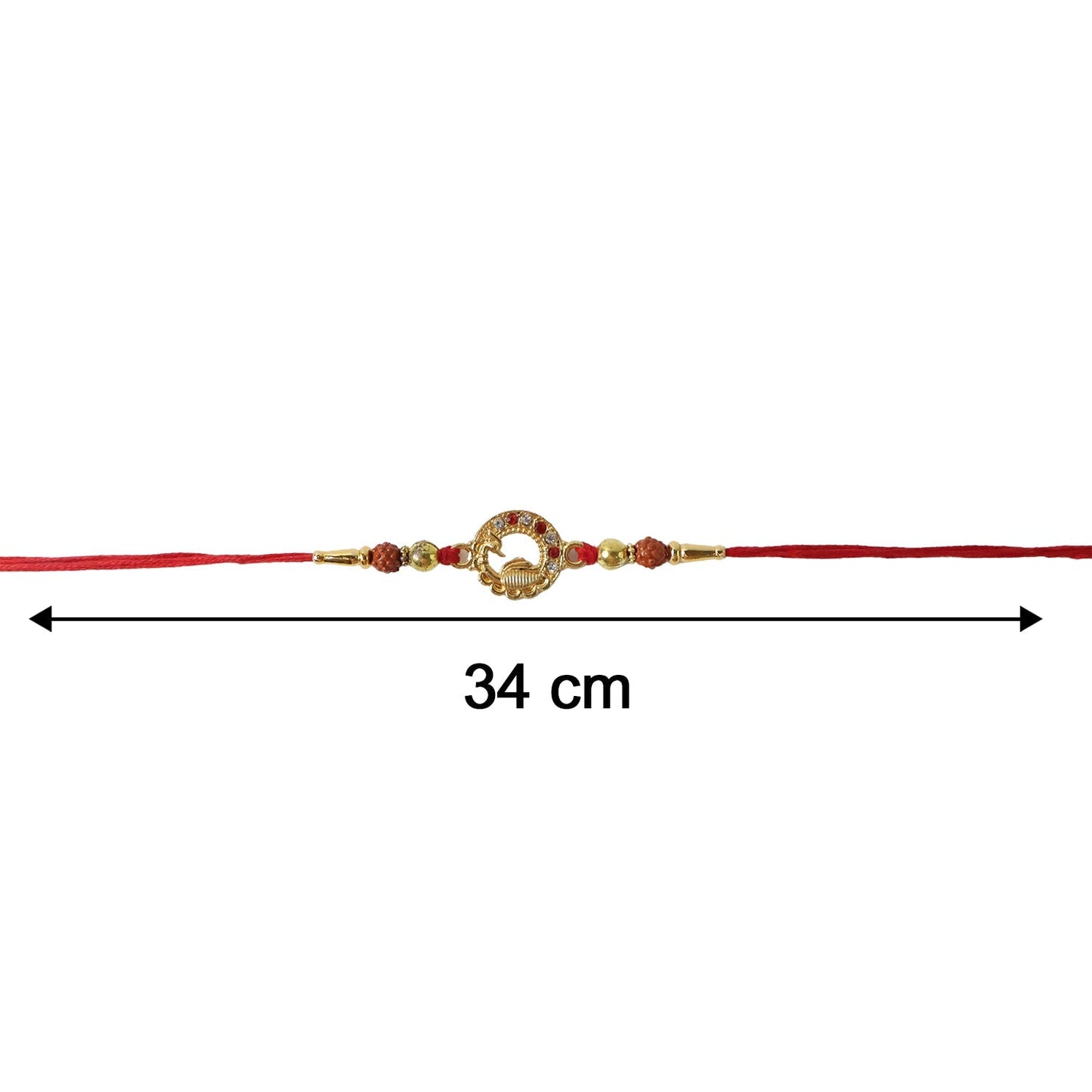 Festive-themed golden Peacock Rakhi for Raksha Bandhan celebration