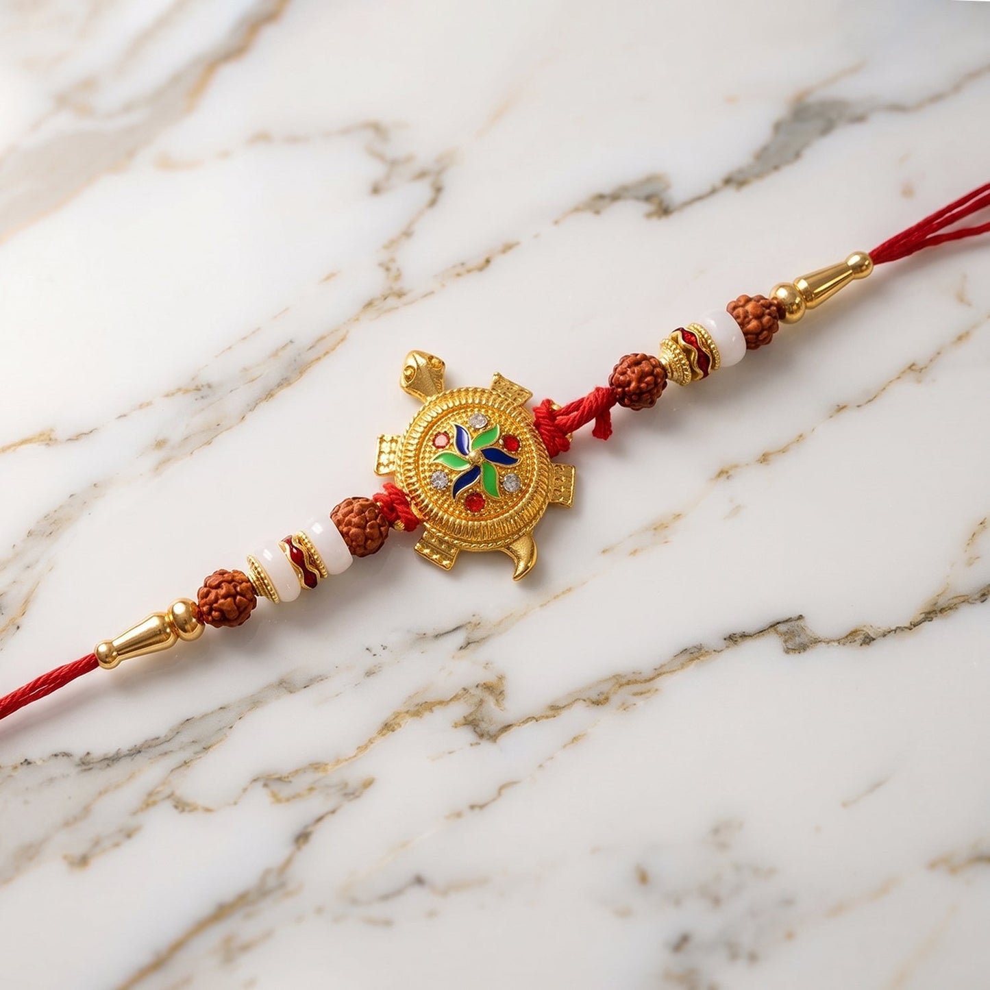 Turtle Rakhi on decorative background
