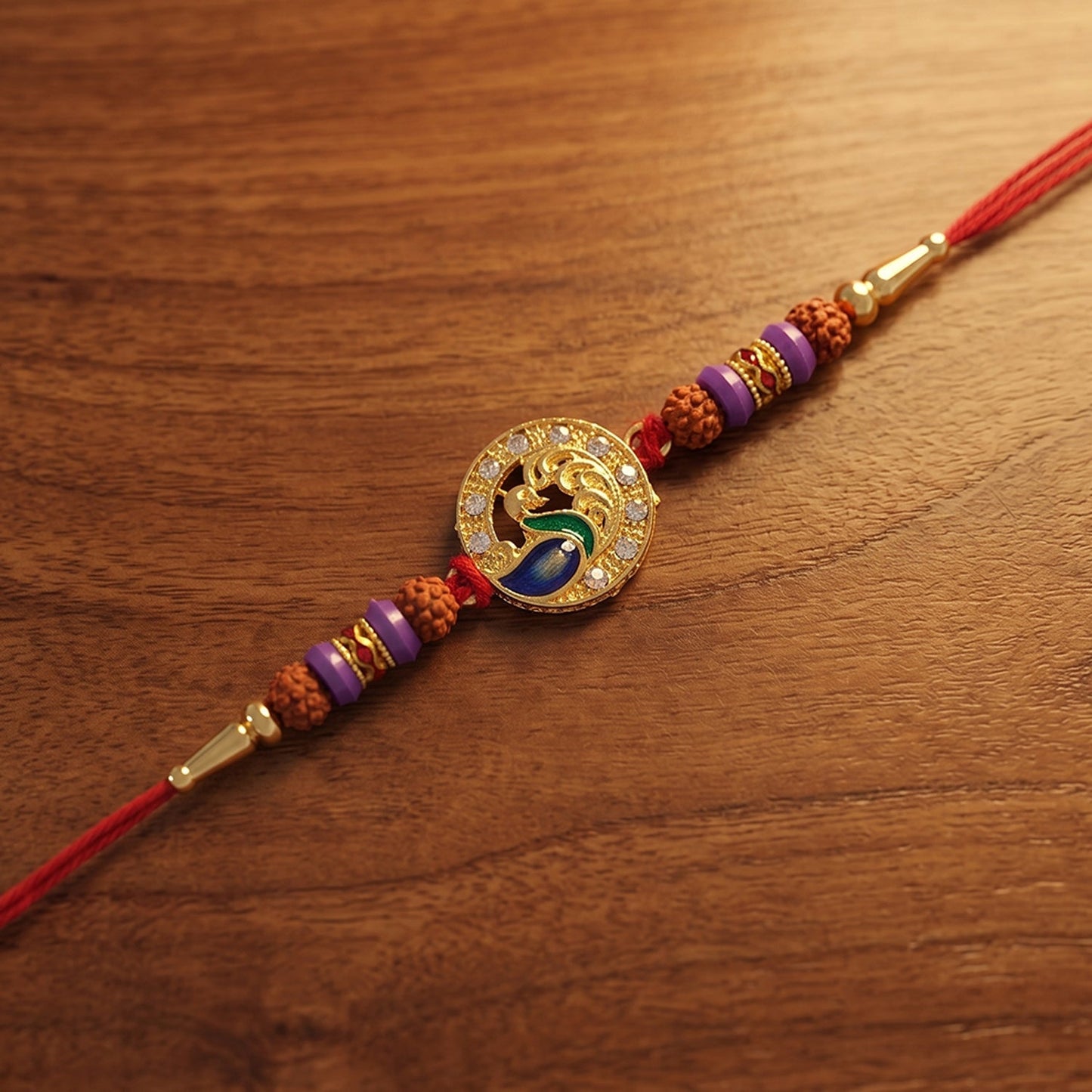 Peacock Design Rakhi with soft thread and intricate detailing