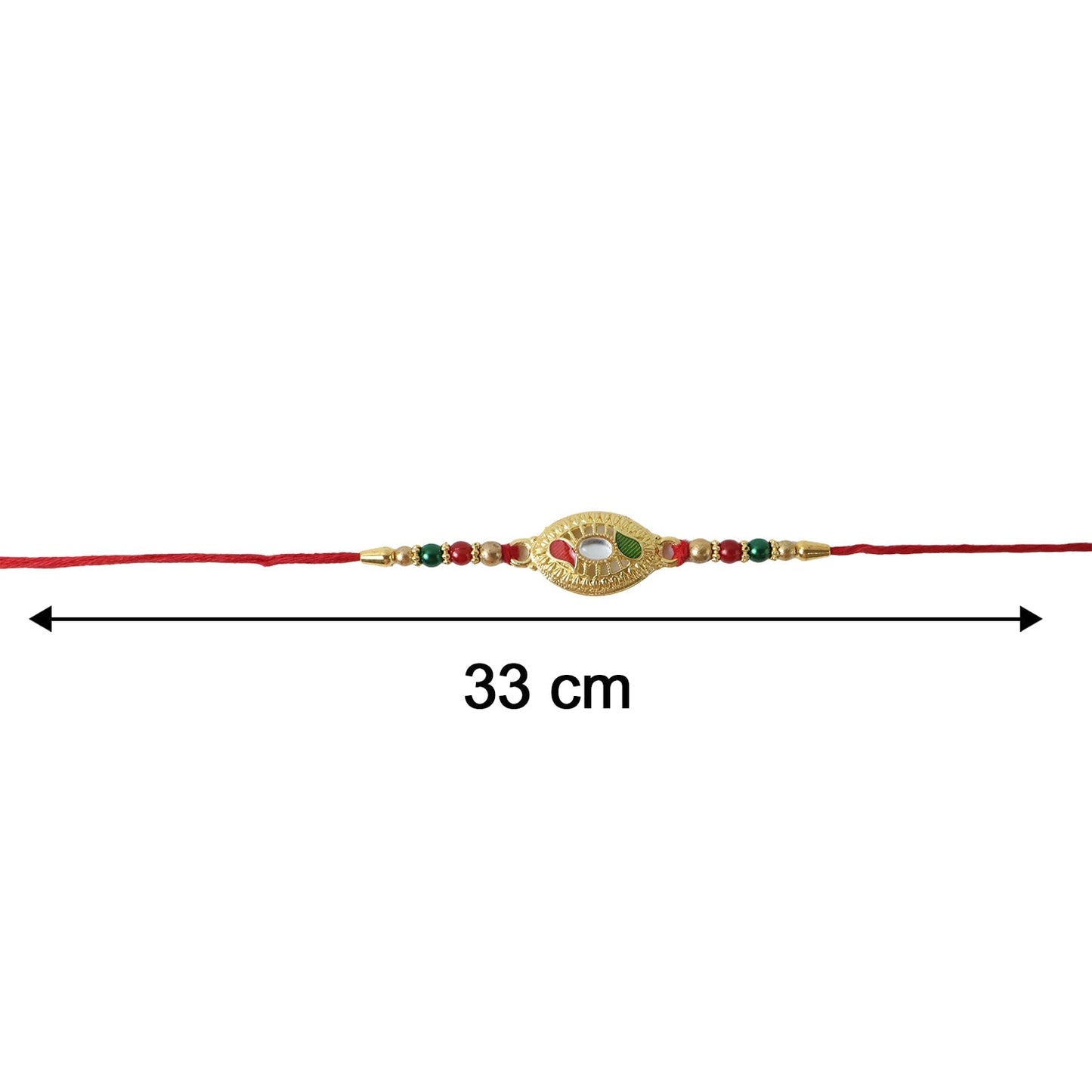 Designer Rakhi with oval centerpiece and decorative beads