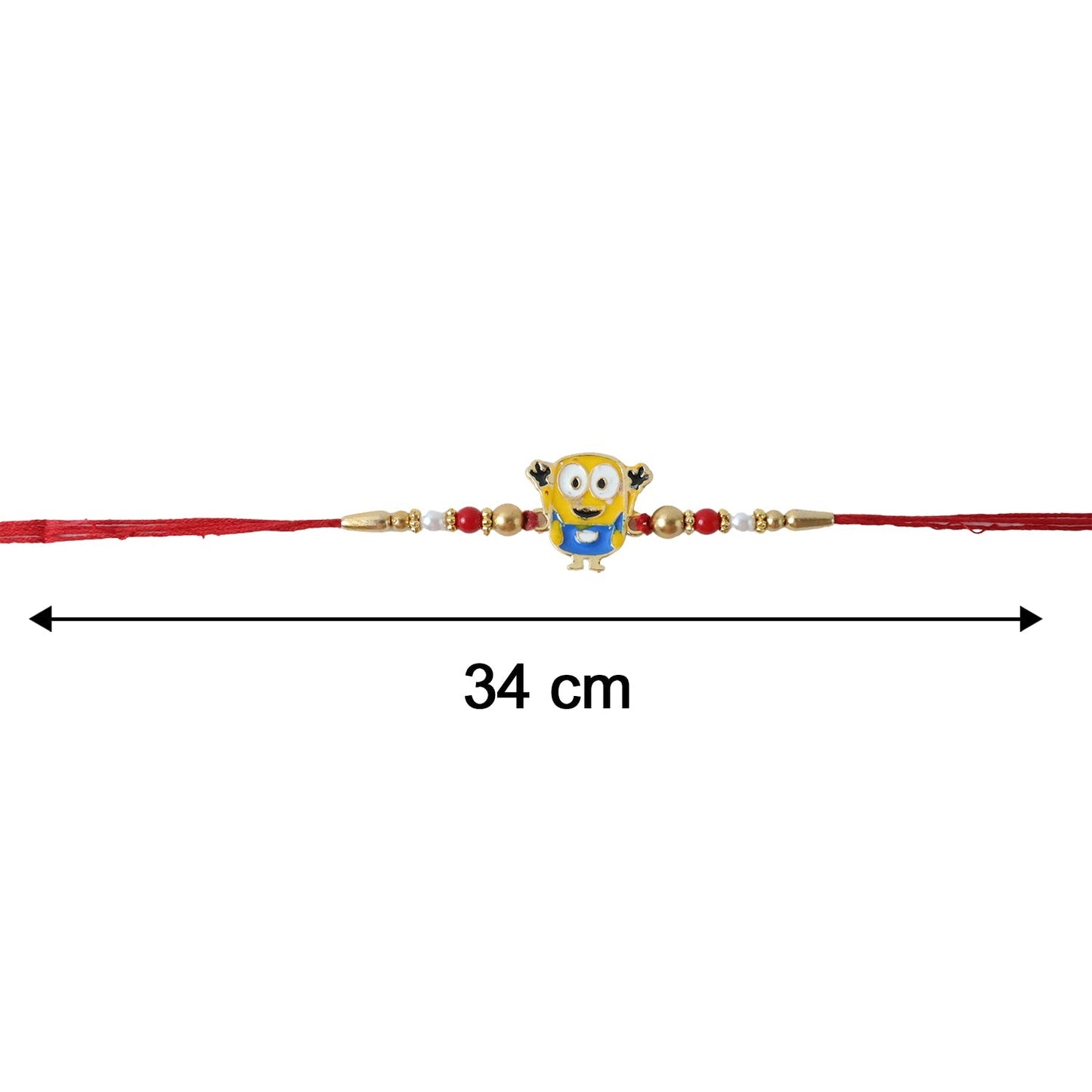Side view of cartoon character Rakhi with bead accents