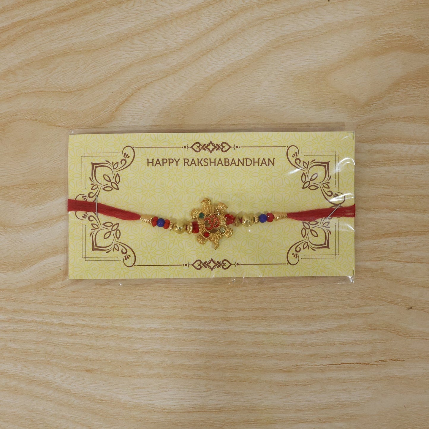 Rakhi with colorful beads arranged for gifting