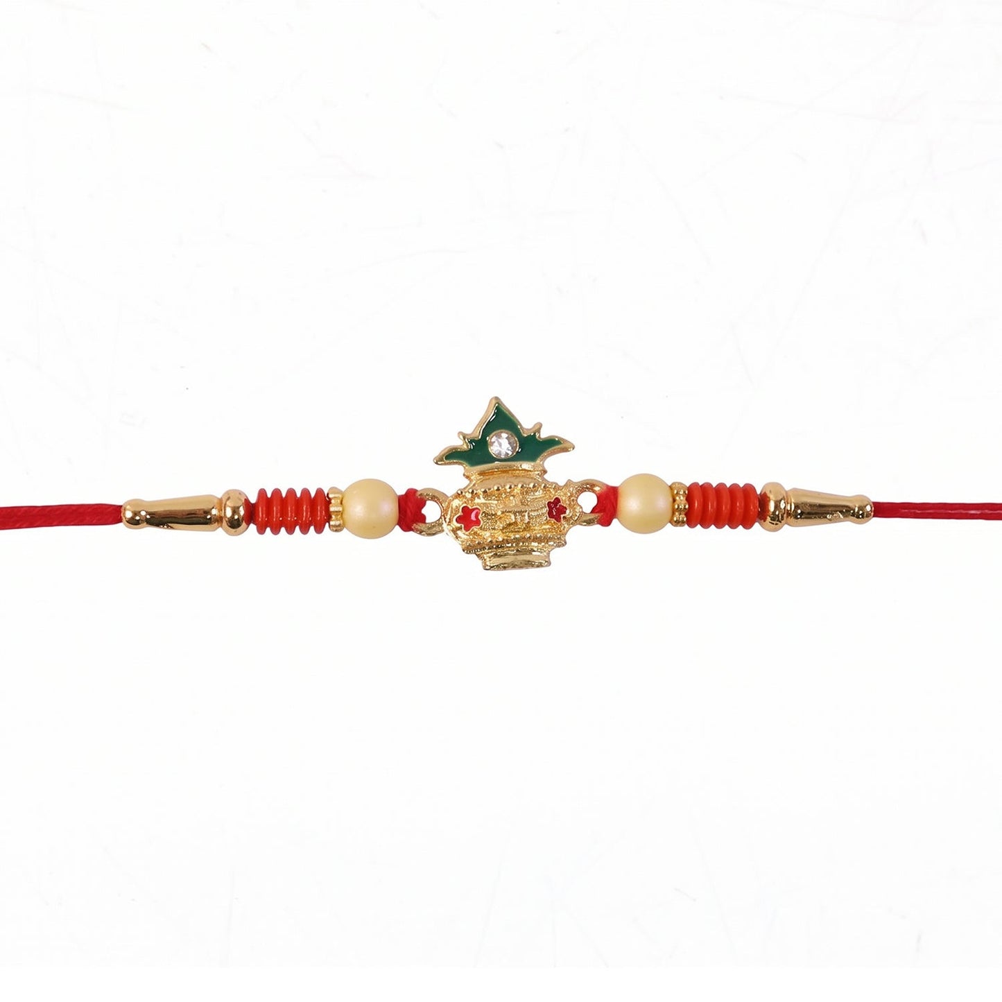 Decorative centerpiece detail of Kalash Rakhi