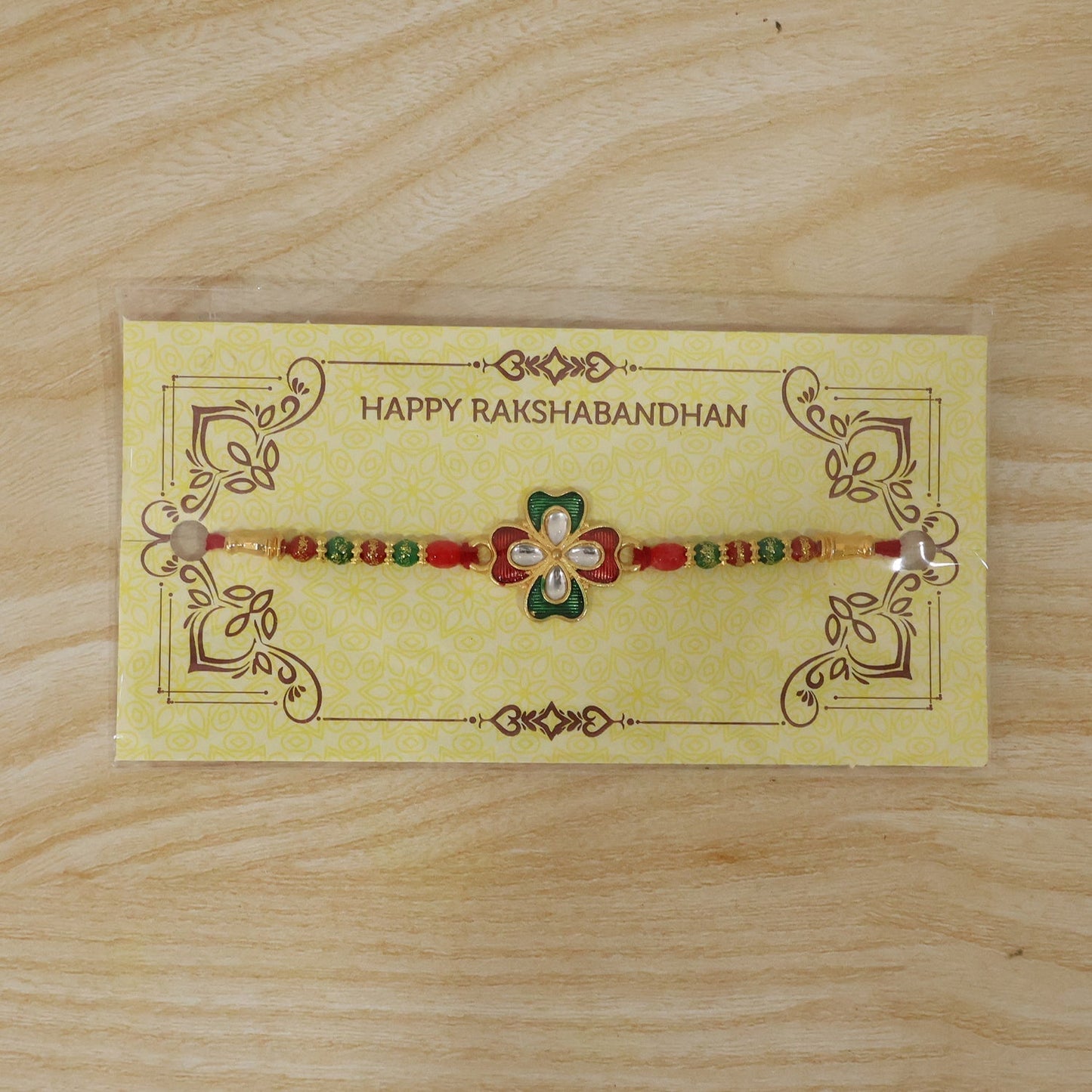Complete designer Rakhi with soft thread and colorful beads