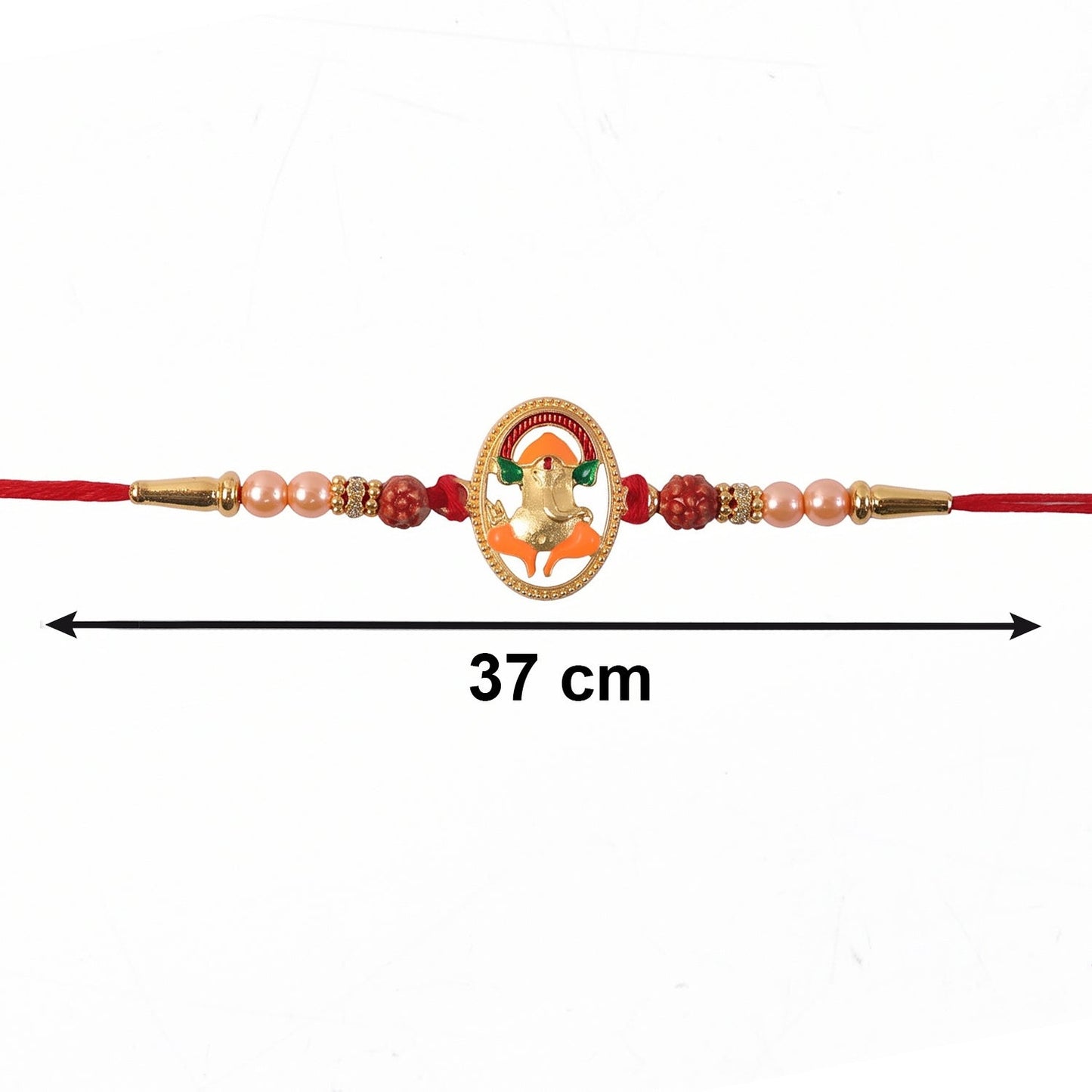 Traditional Rakhi with Ganesh centerpiece and beaded design
