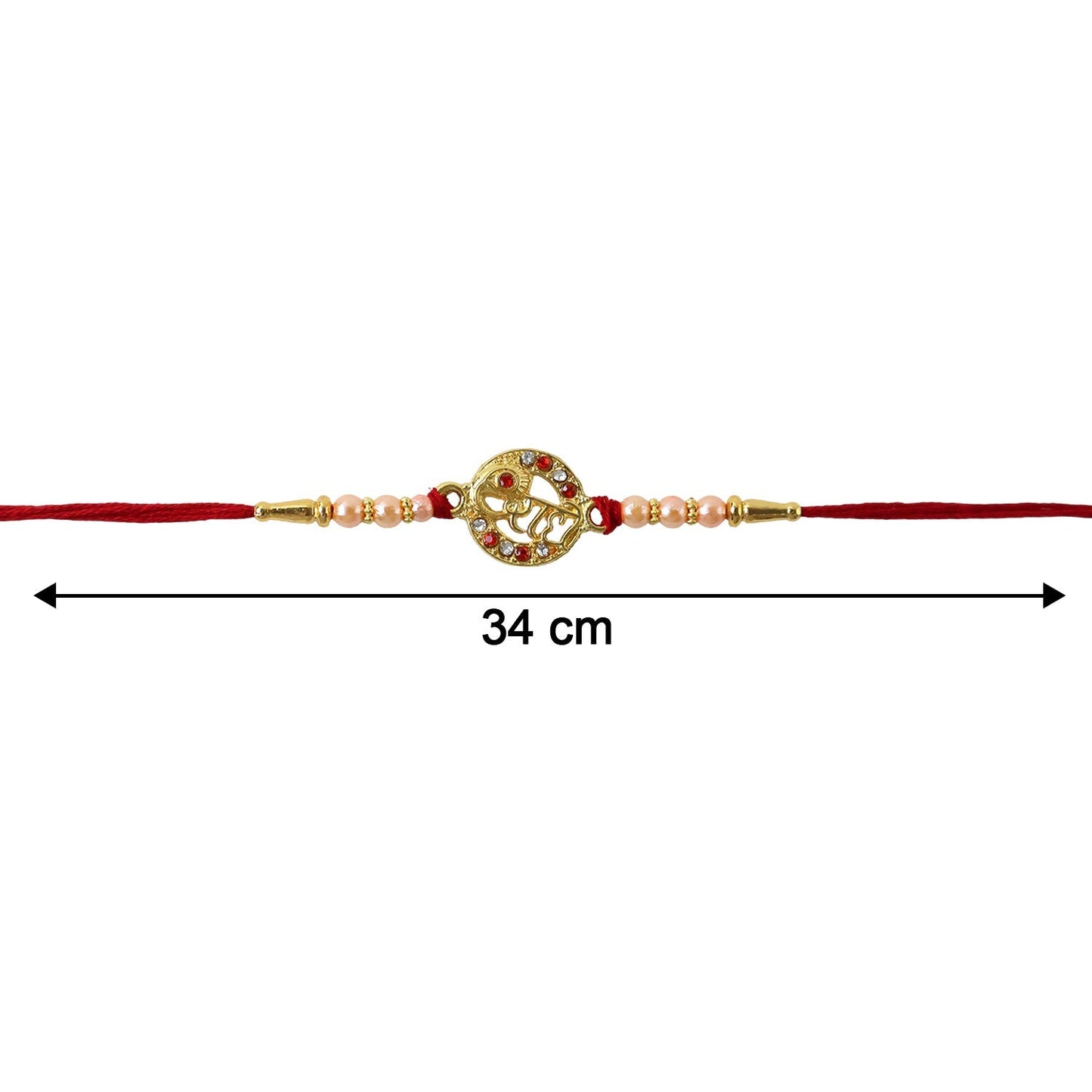 Neat finishing of Radhe Designer Rakhi with red thread