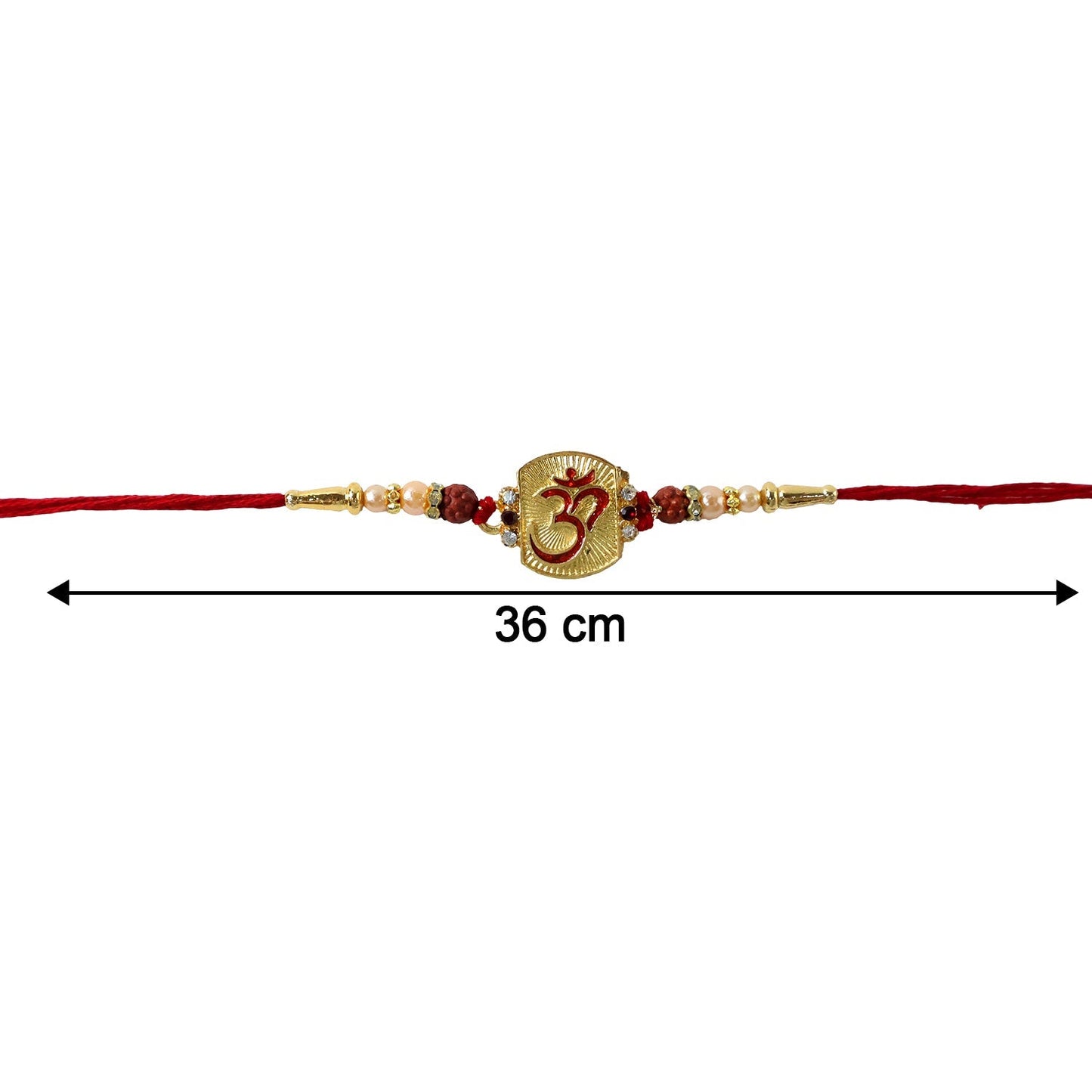 Rudraksha Beads Rakhi on white background emphasizing simplicity