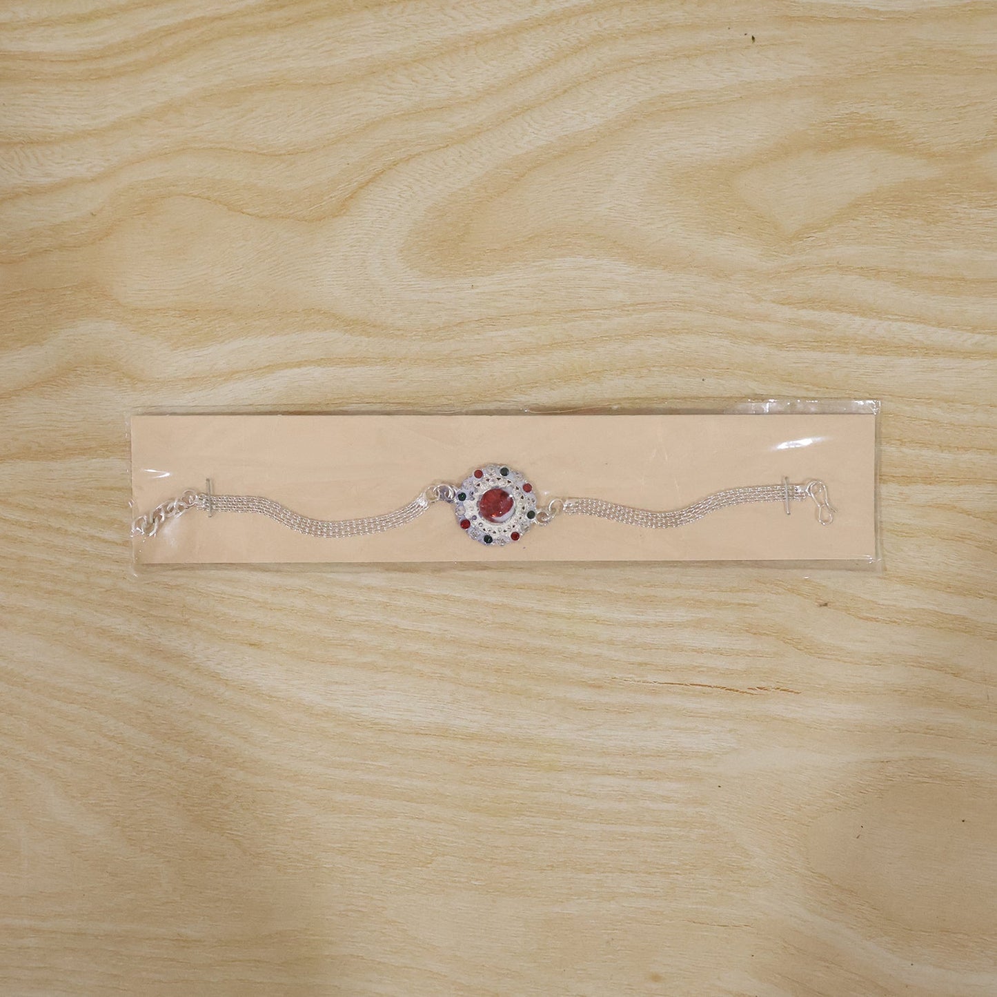 Premium Silver Stone Chain Rakhi, ideal for expressing affection.
