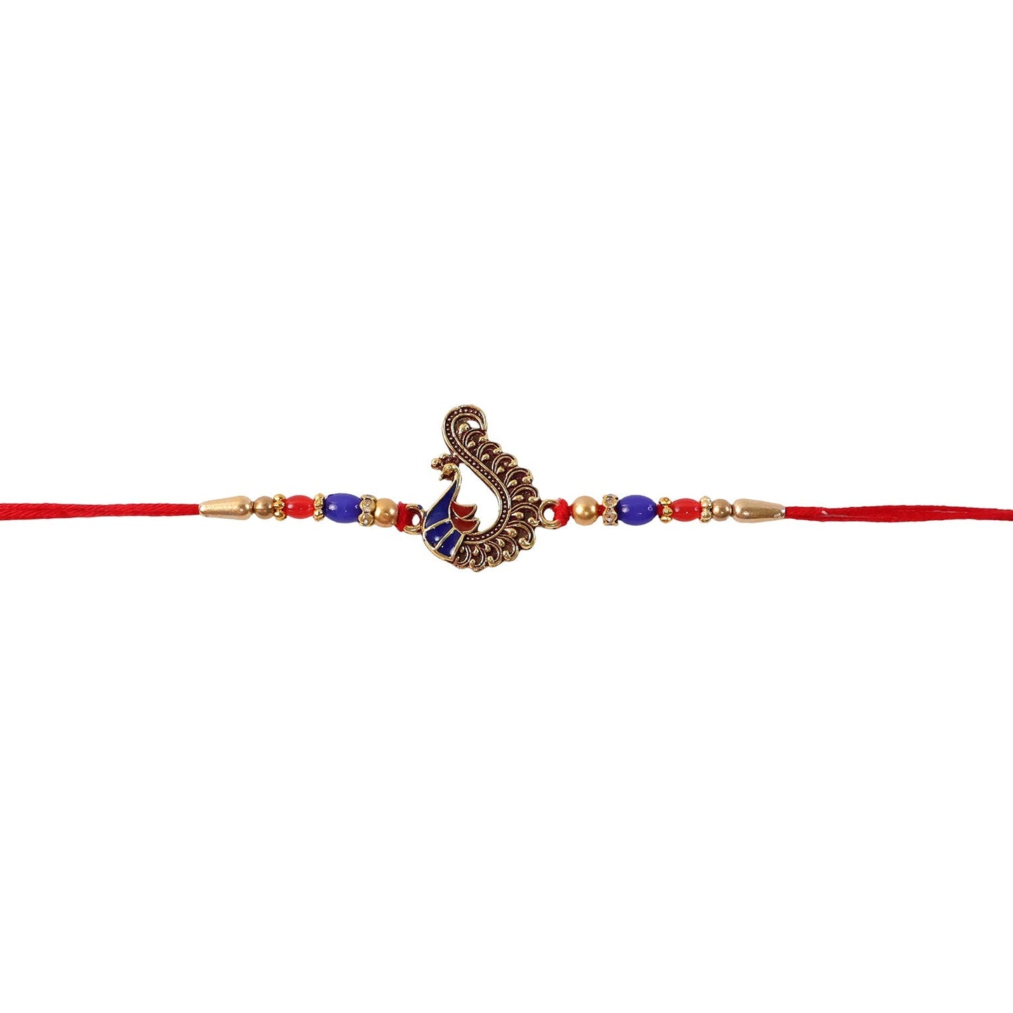 Person holding antique peacock rakhi for brother