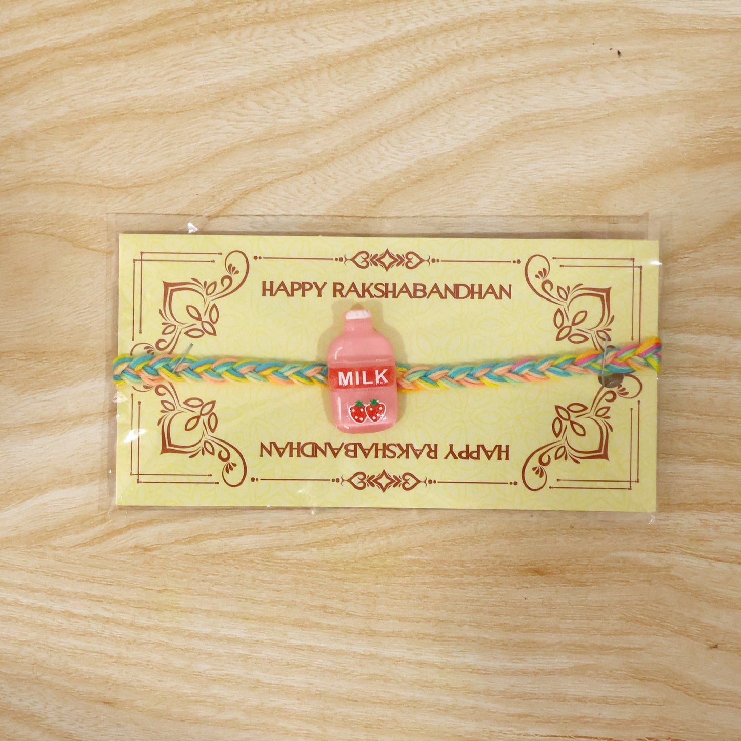 Detailed view of Rakhi threads and embellishments