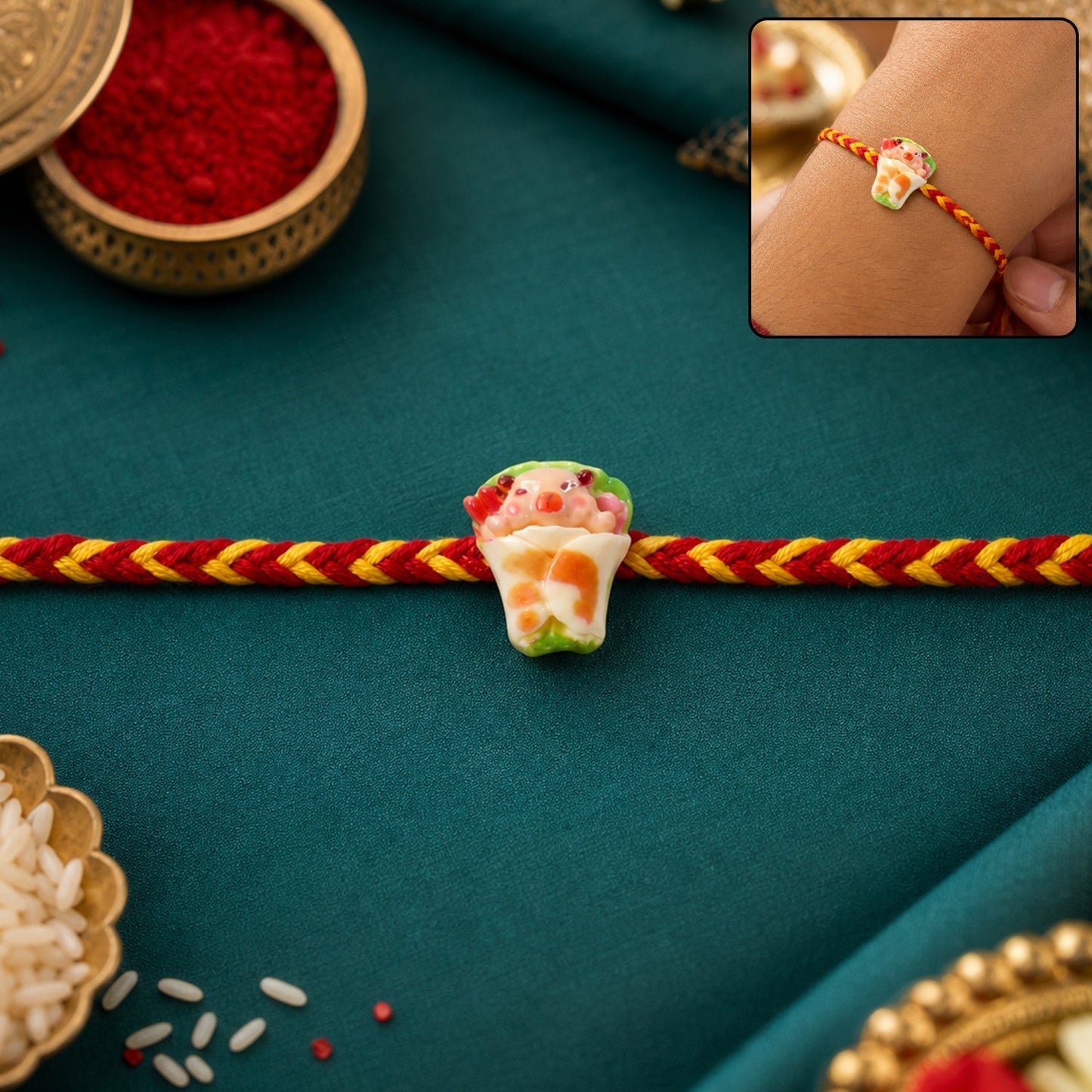 Stylish designer Rakhi with lightweight dori for brother