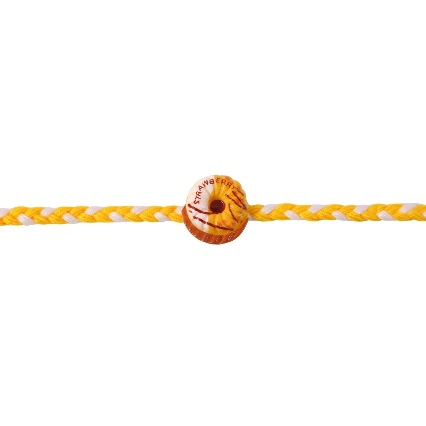 Donut charm rakhi on white background for display