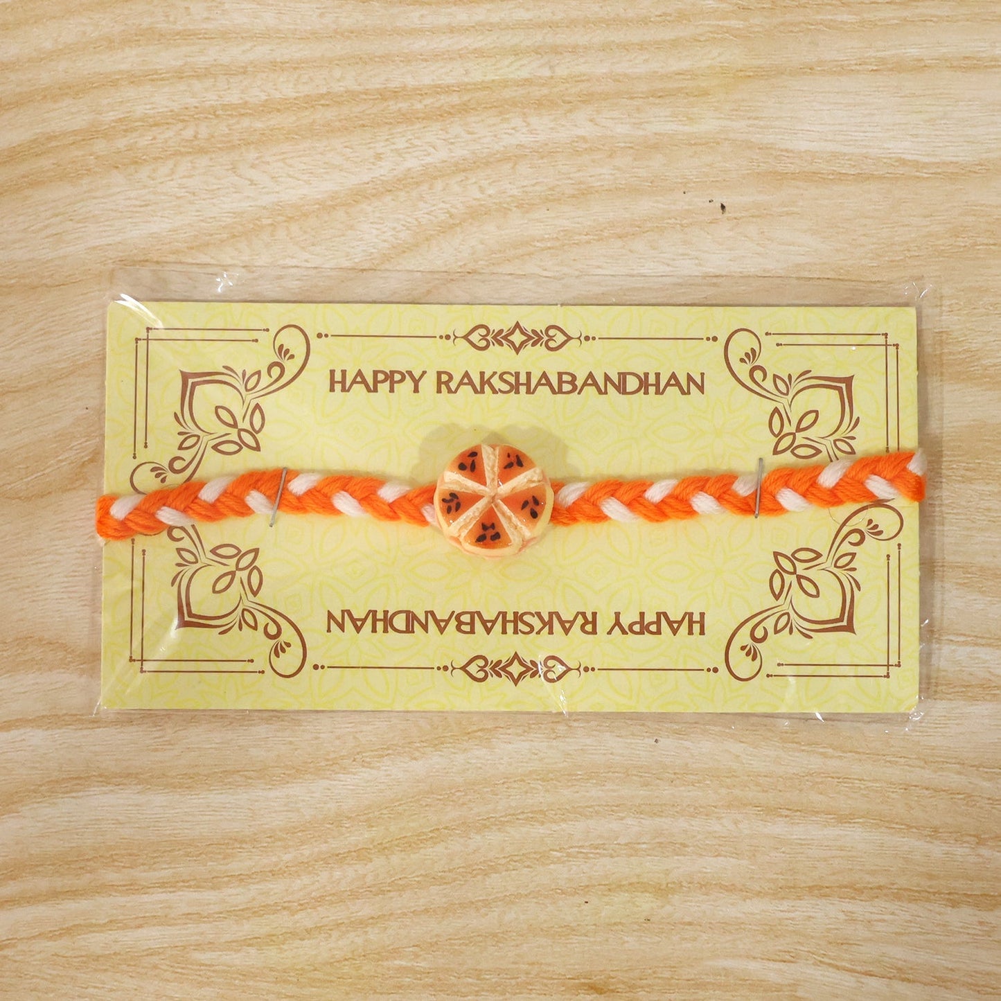 Rakhi packaging display with festive elements