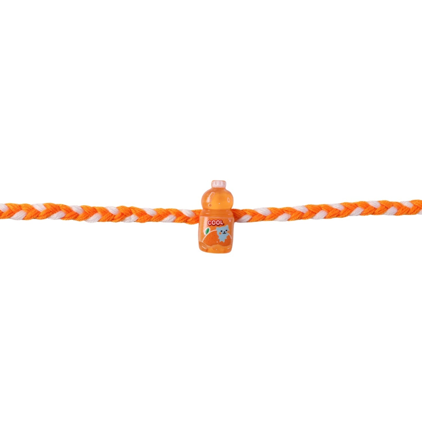 Detailed look at the elegant finish of fancy drink bottle charm rakhi