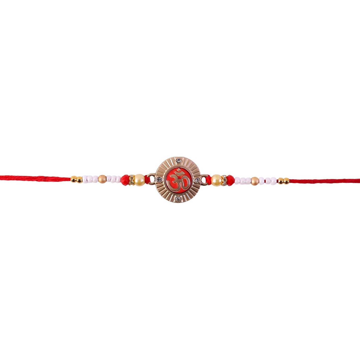Om charm rakhi on white background