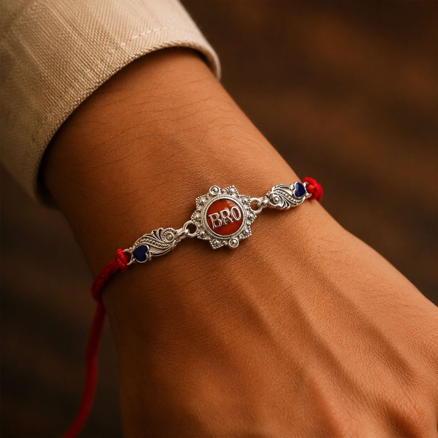 Red thread and charm of Rakhi for brothers
