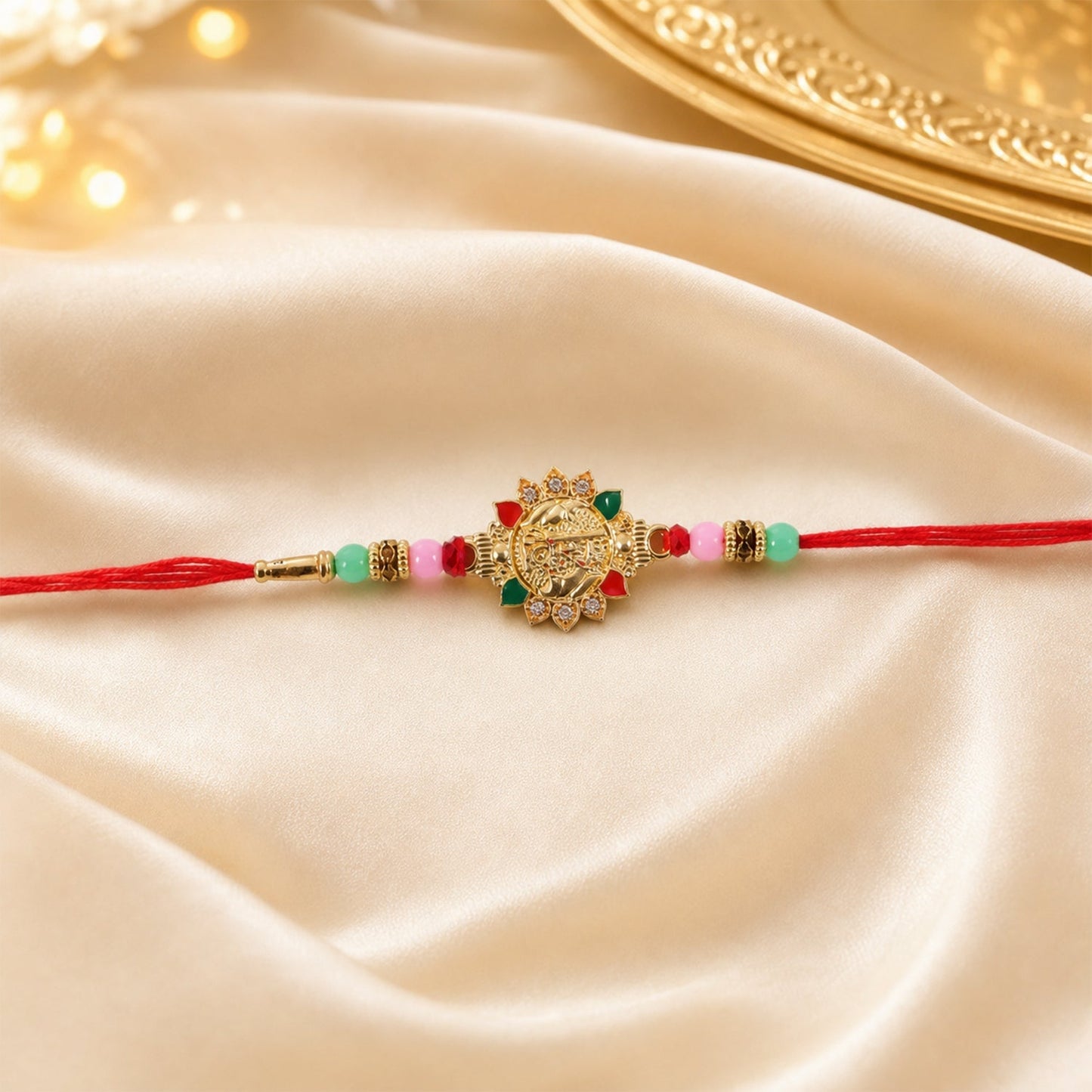 Beaded Rakhi tied as a bracelet for festive wear