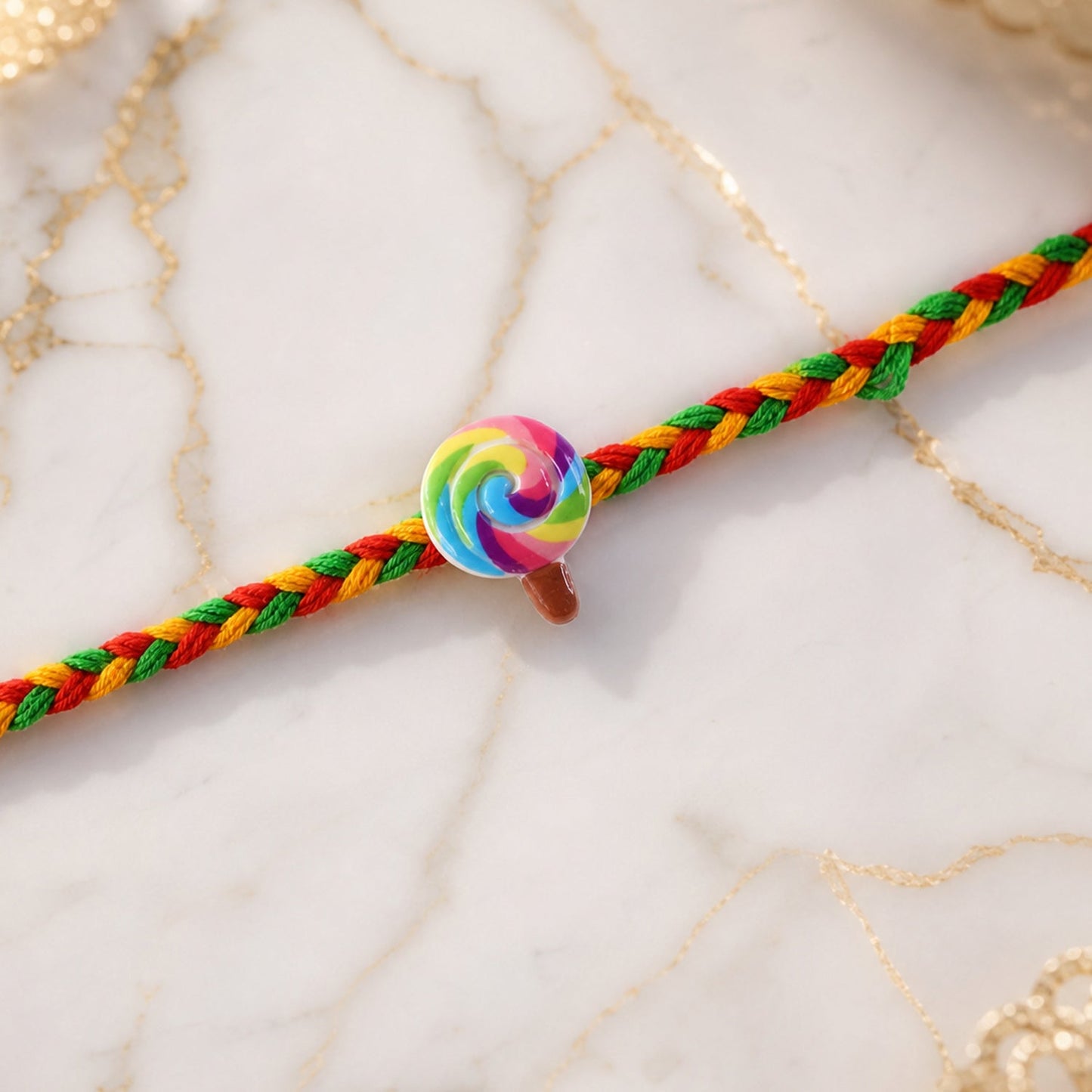Lightweight candy charm rakhi for Raksha Bandhan