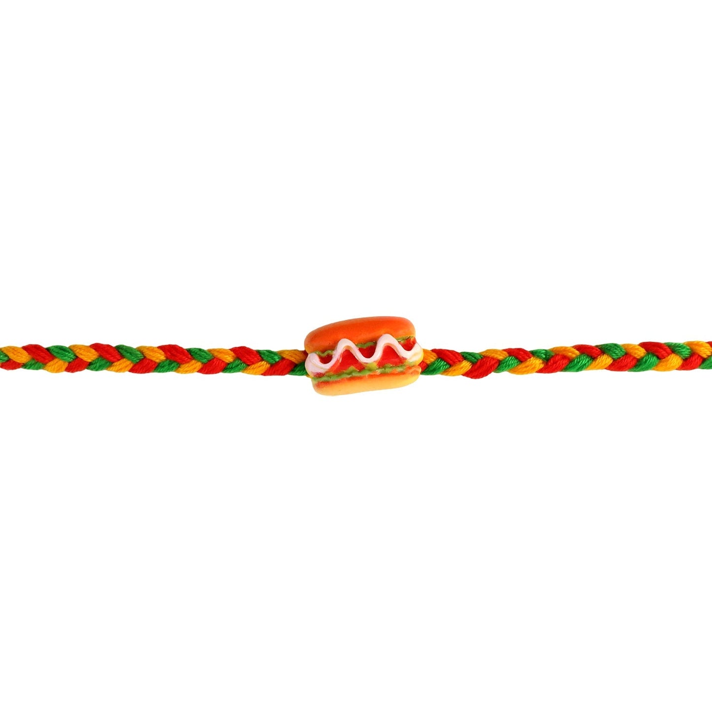Designer cute Rakhi with food charms and braided thread