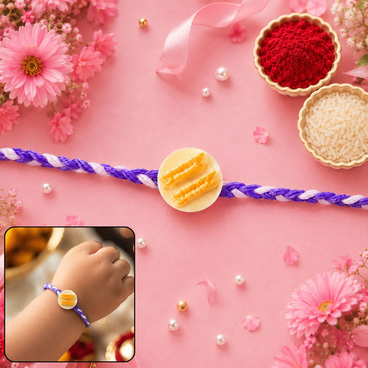 Stylish braided thread Rakhi in close-up detail, perfect for Raksha Bandhan