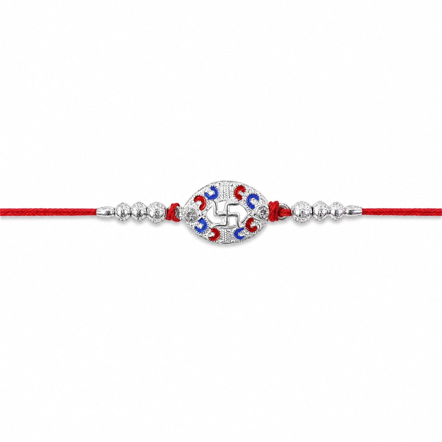 Silver Meena charm with extended dori for easy tying