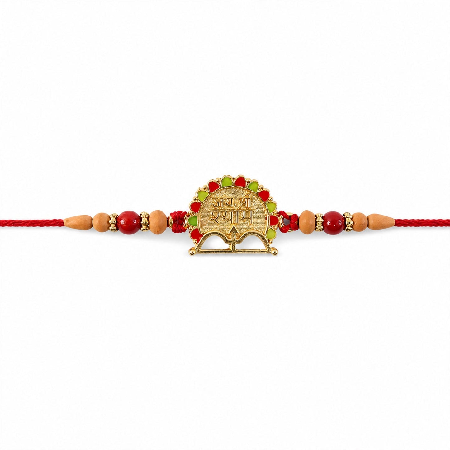Elegant Jai Shree Shyam rakhi with festive beads for Raksha Bandhan
