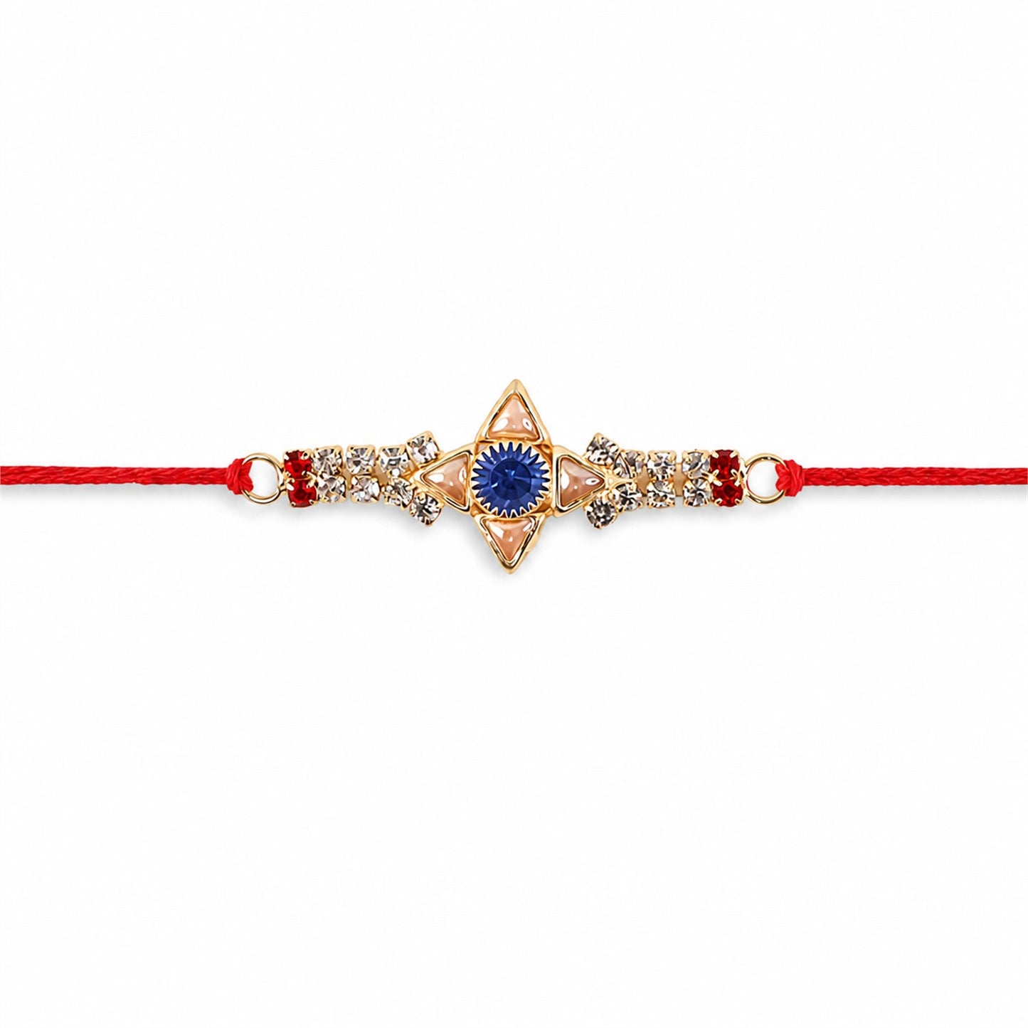 Styled Crystal Star Stone Rakhi on white background
