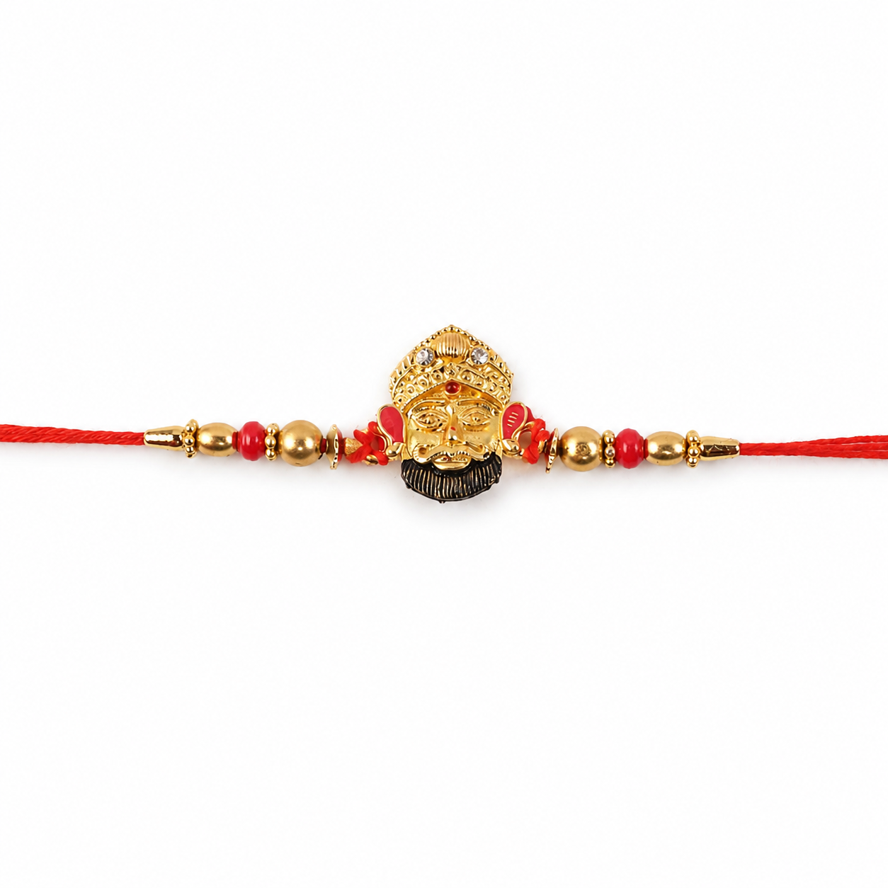 Rakhi with tied threads showing design detail