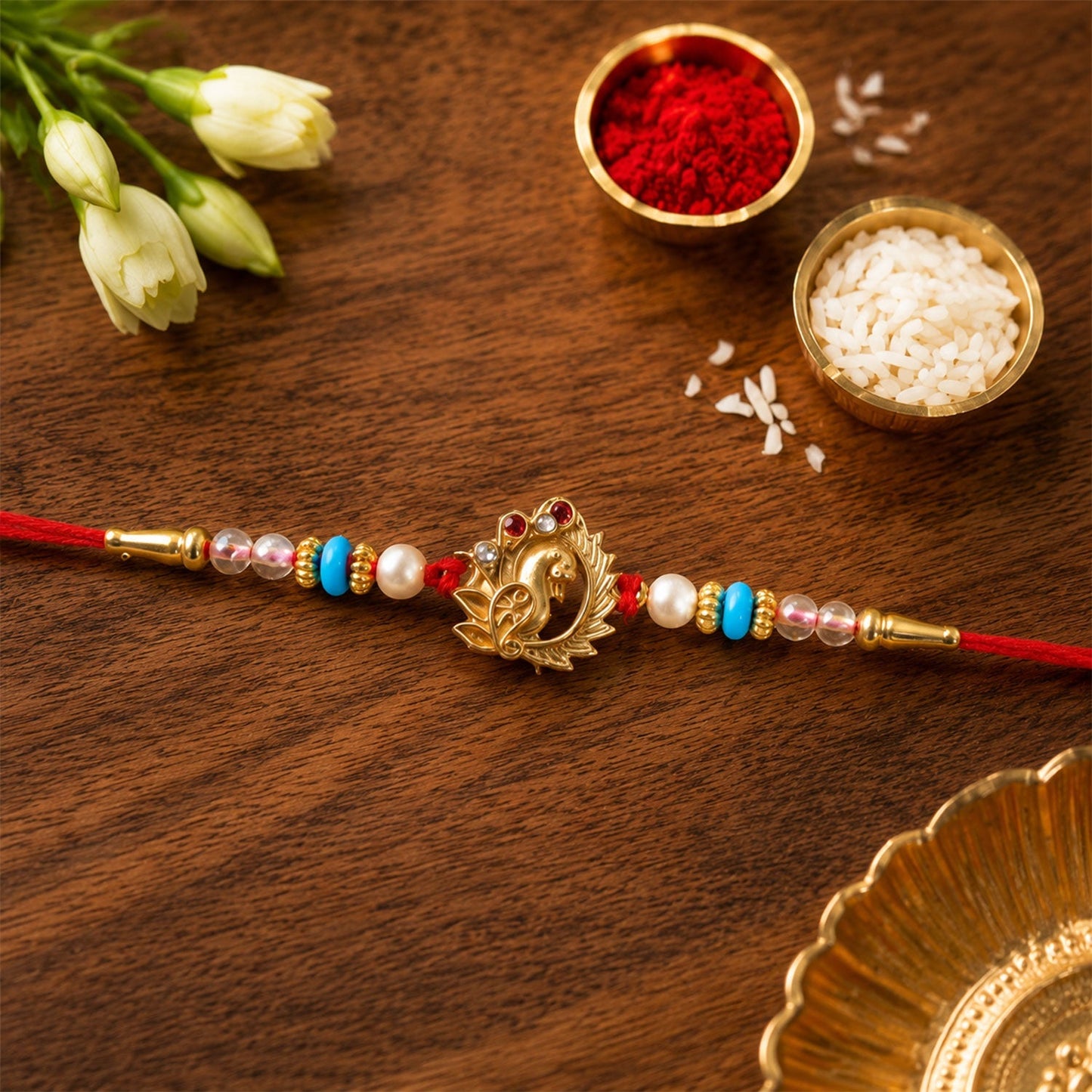 Elegant rakhi with detailed finishing and decorative elements
