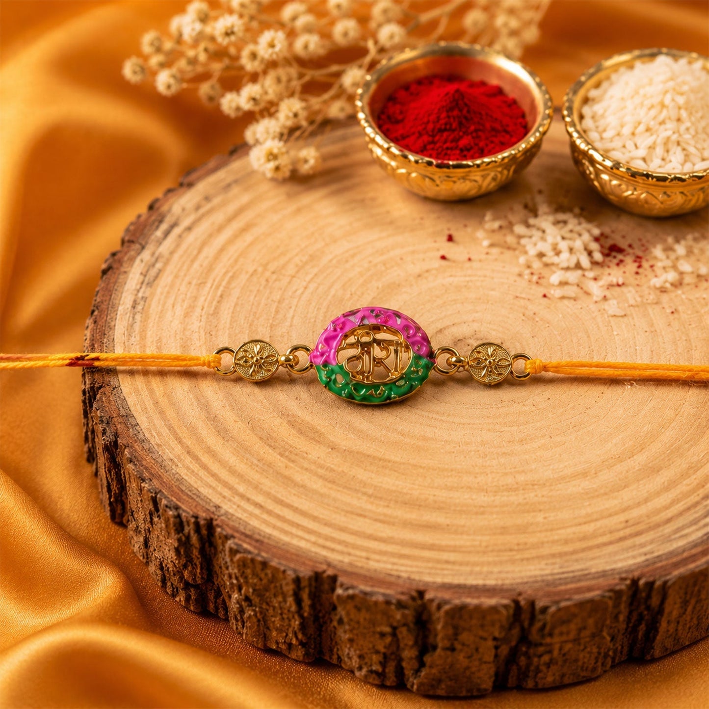Stylish meenakari rakhi with beads and detailed finishing for festival celebrations