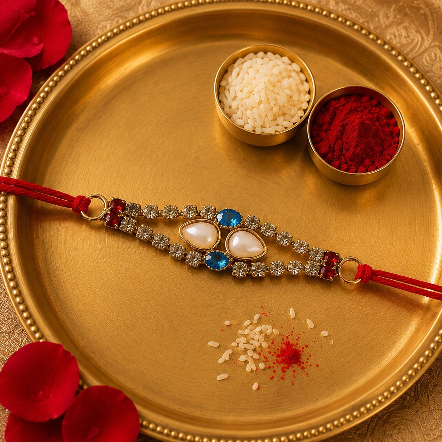 Back view showing neat finishing of Rakhi thread