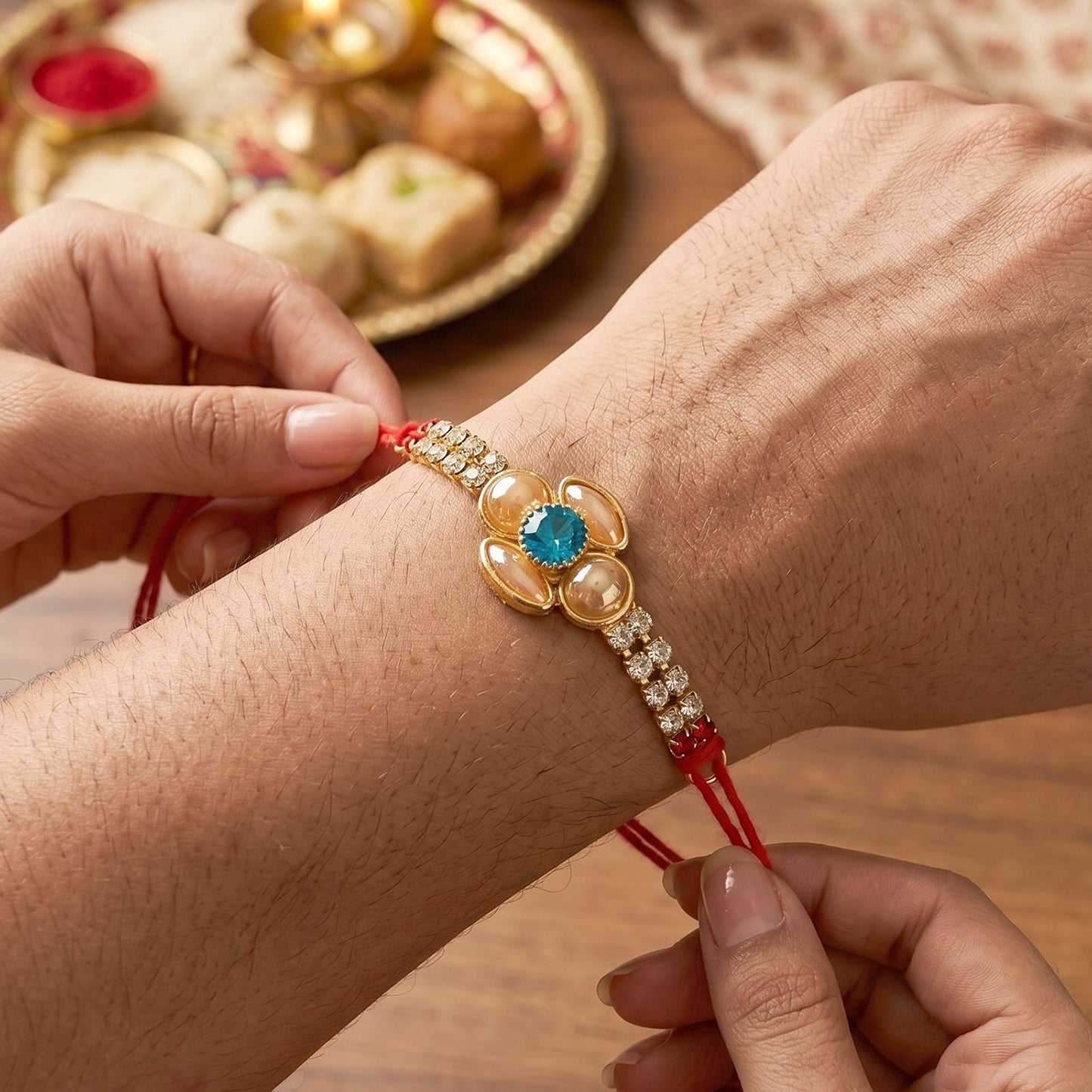 Beautifully crafted rakhi with a sleek, stylish design and festive appeal