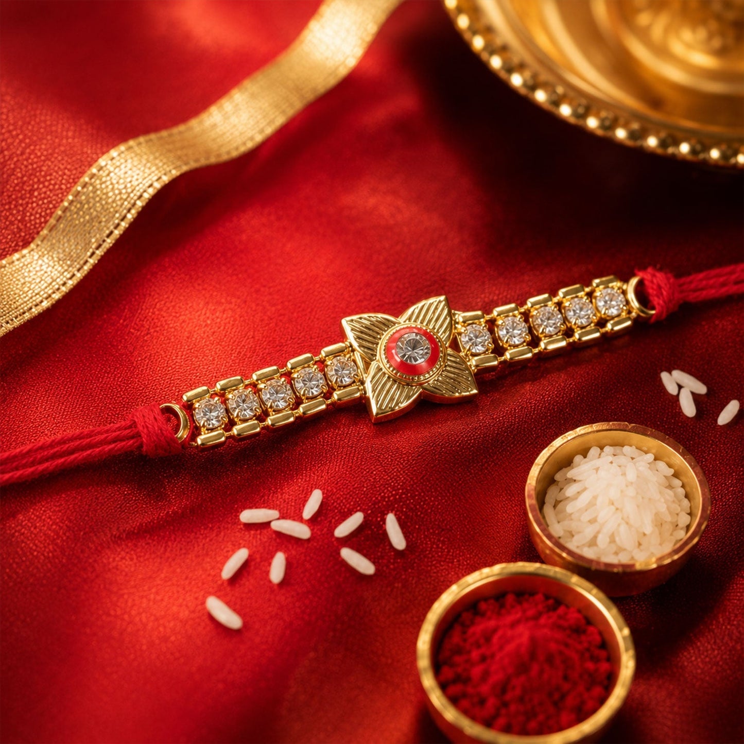 Stylish designer rakhi with traditional and modern elements