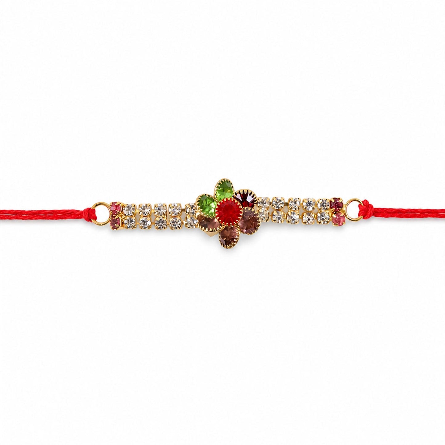 Elegant floral motif Rakhi with bright colours, perfect for celebration.