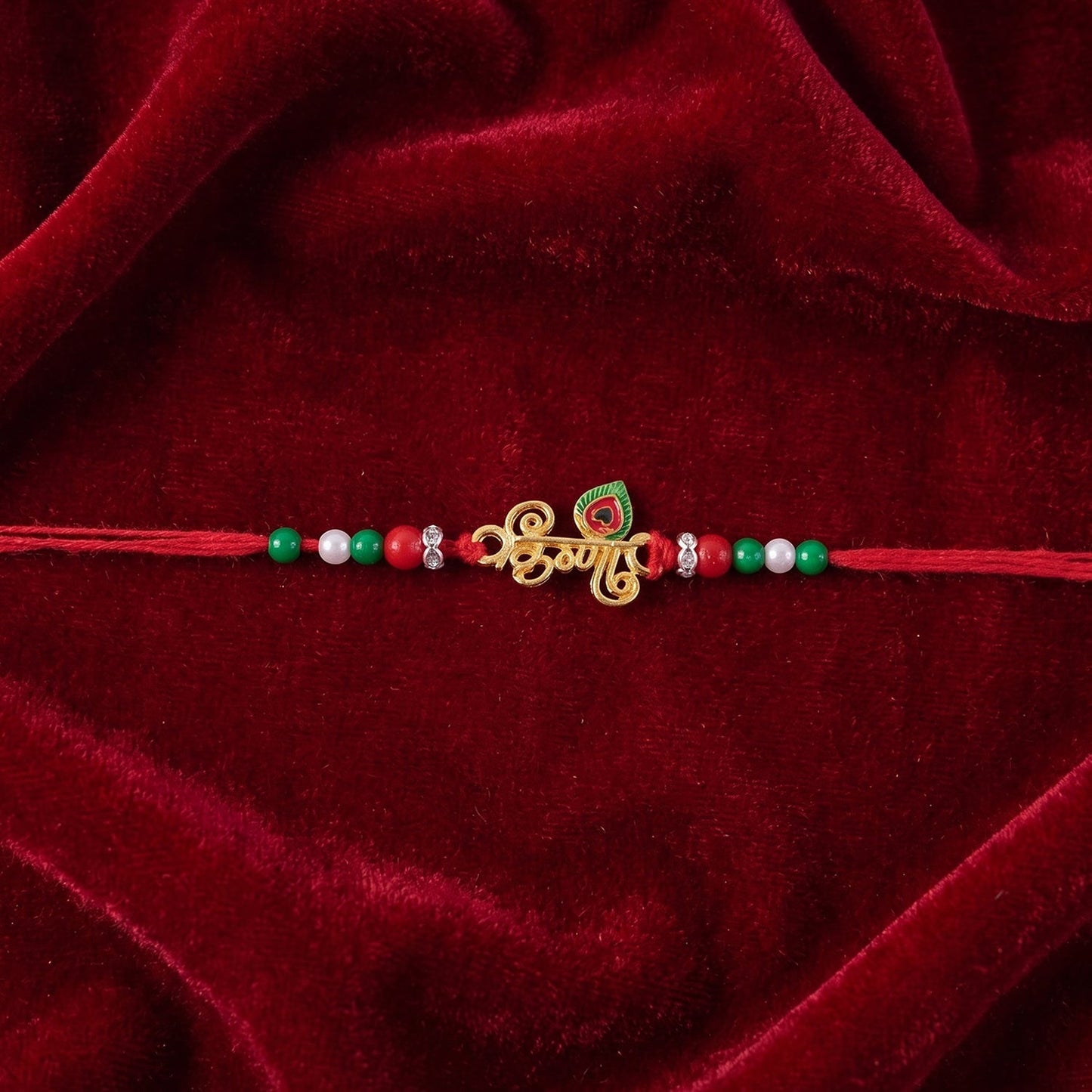 Premium designer Rakhi with colorful beads and gold accents