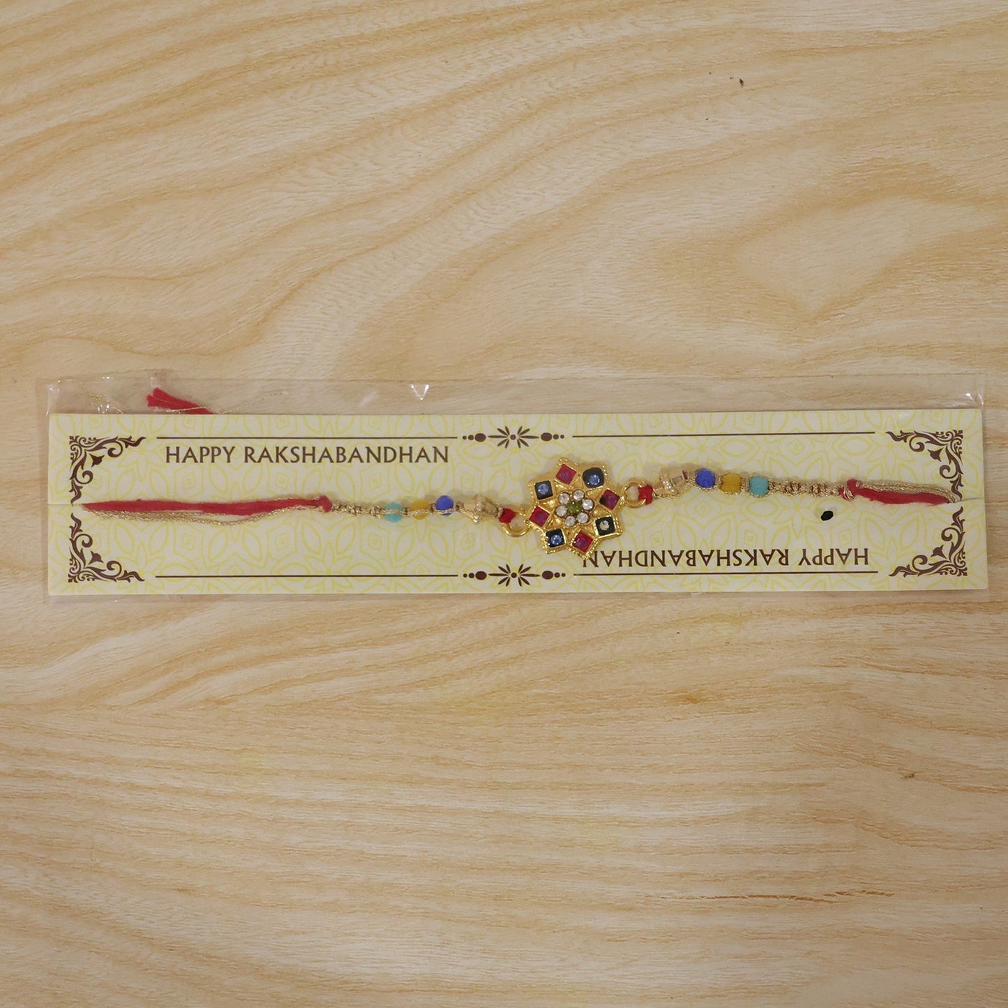 Colorful Rakhi with beads and stones, ideal for Raksha Bandhan festival