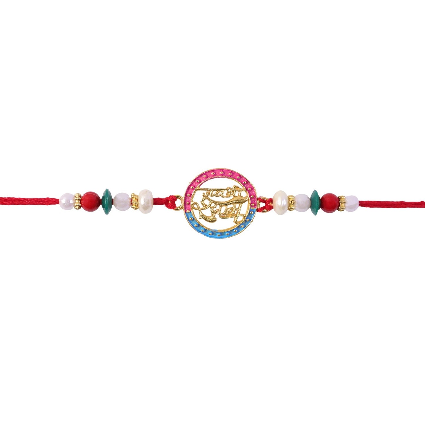 Detailed Rakhi thread with pearls and design