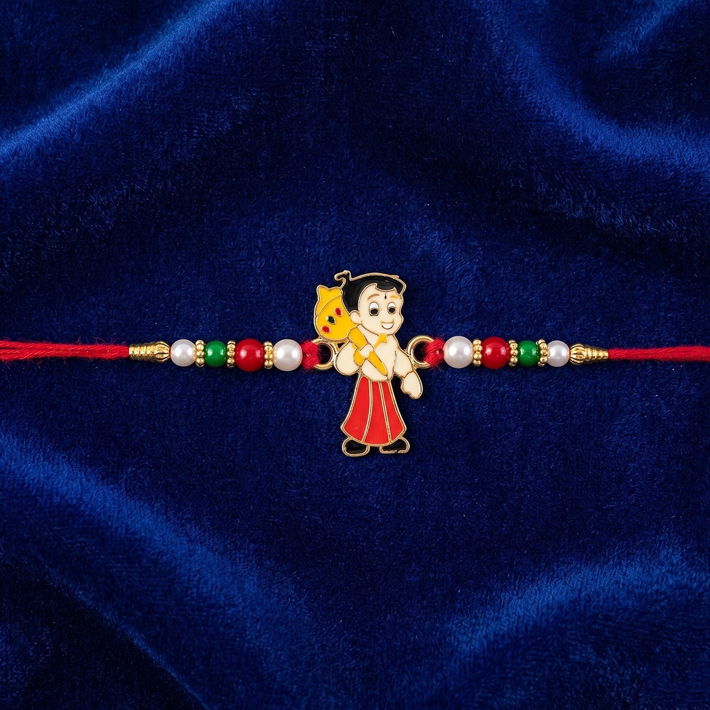 Back view of the comfortable Chhota Bheem kids rakhi.