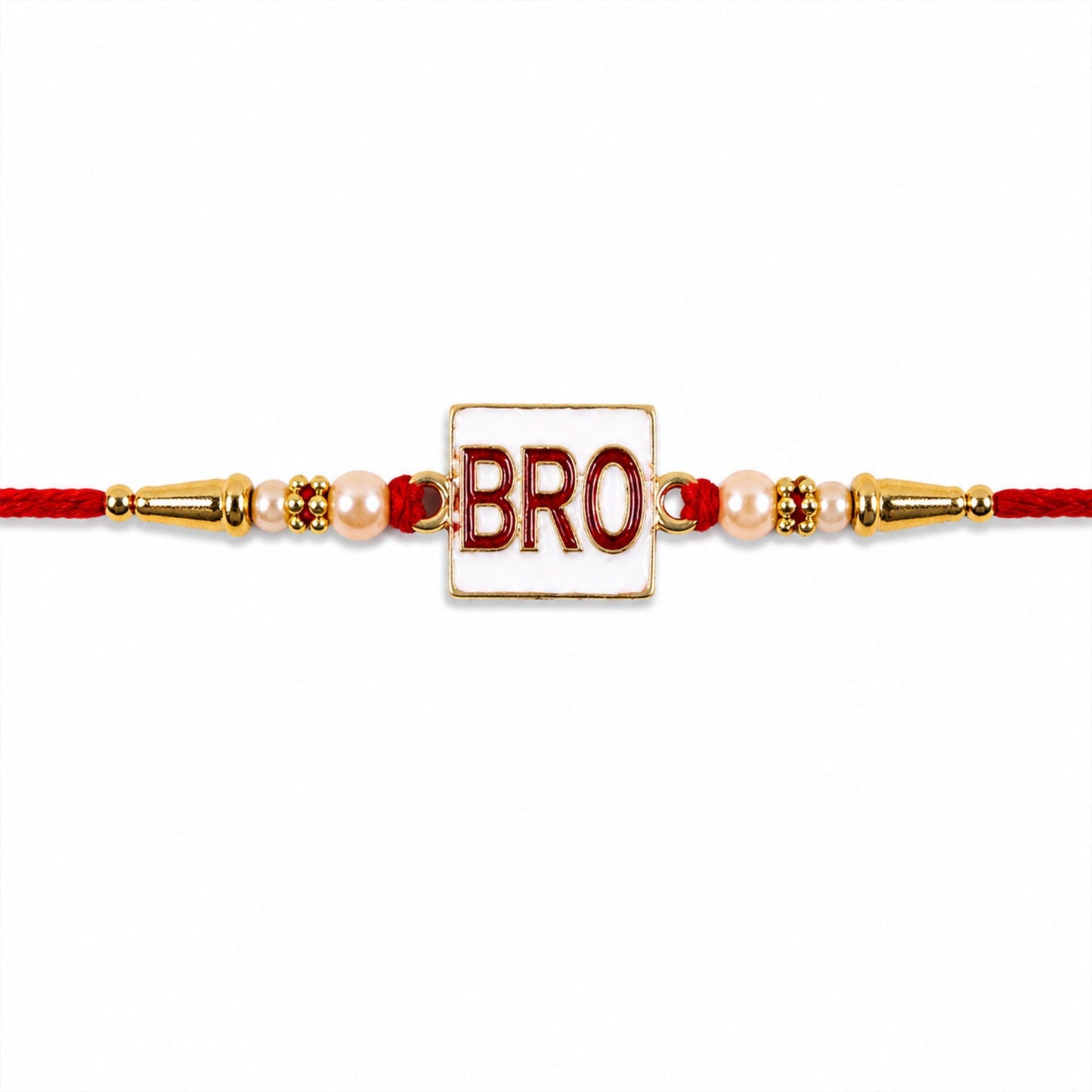 Top-down view of the designer rakhi, ready for tying.