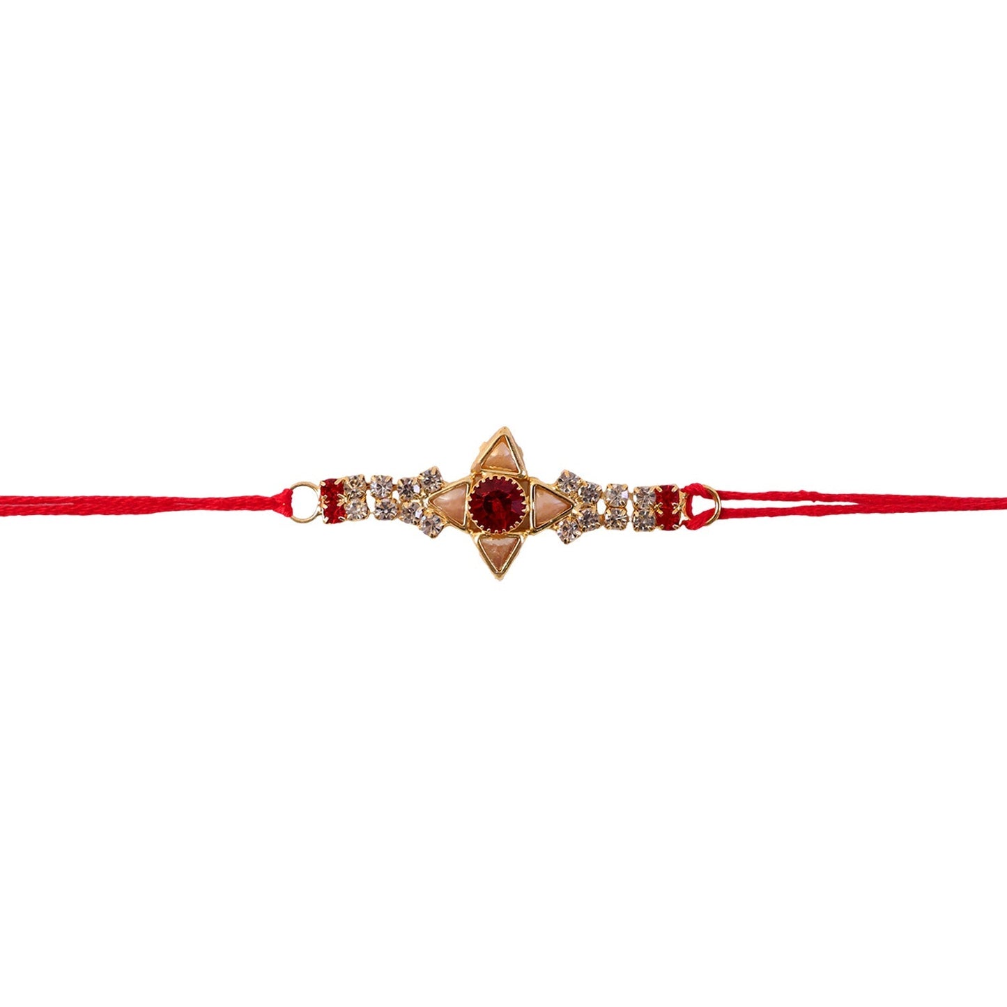 Rear view of Rakhi highlighting the comfortable red thread.