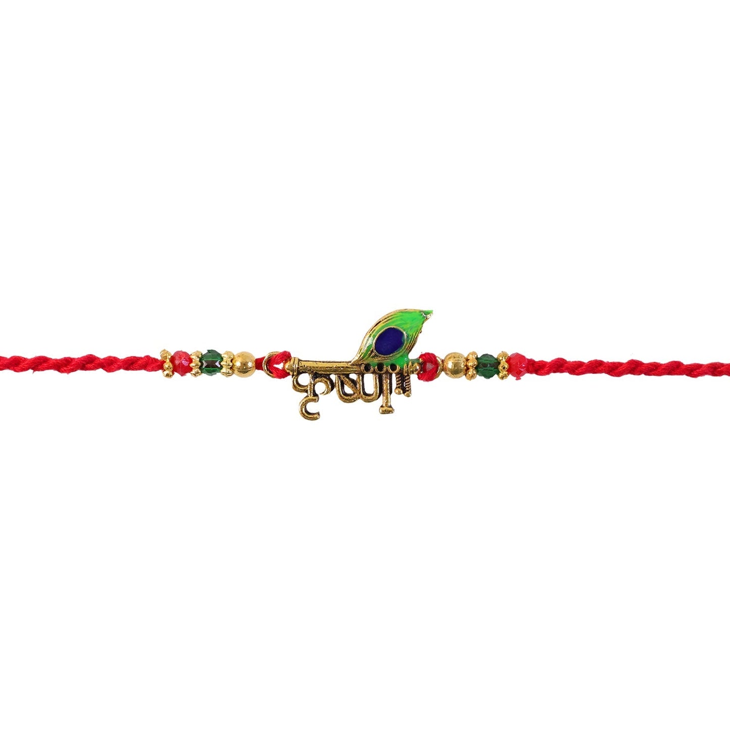 Side view highlighting premium thread, bead work and spiritual design.