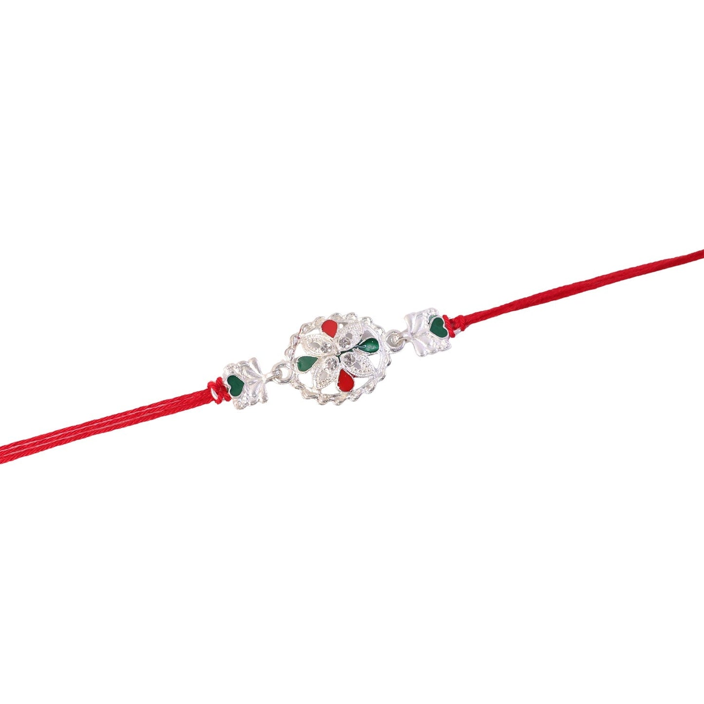 Comfortable, adjustable thread of the Oxidised Rakhi for easy wearing.
